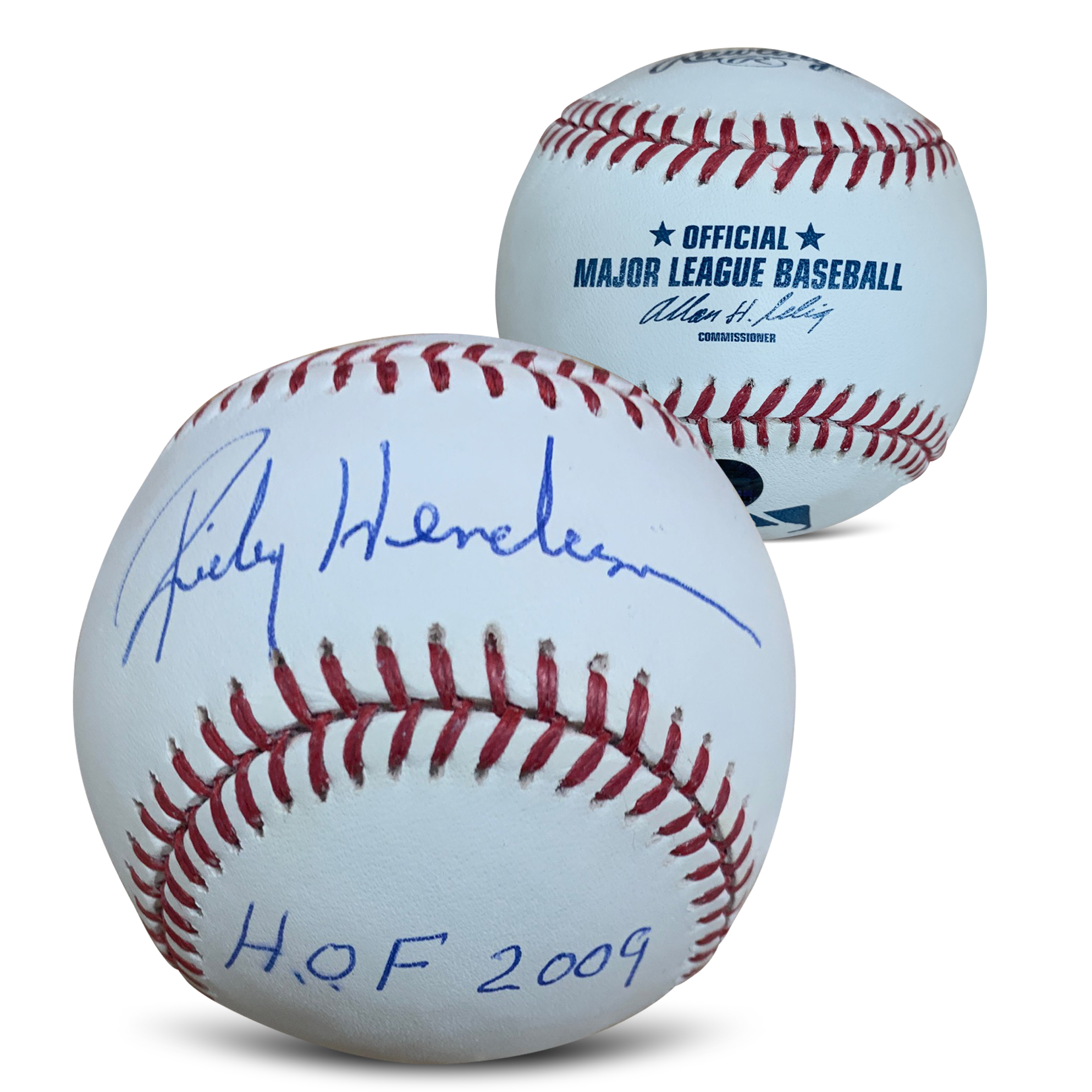 Rickey Henderson Autographed Hall of Fame Signed Baseball Steiner Sports COA With Display Case