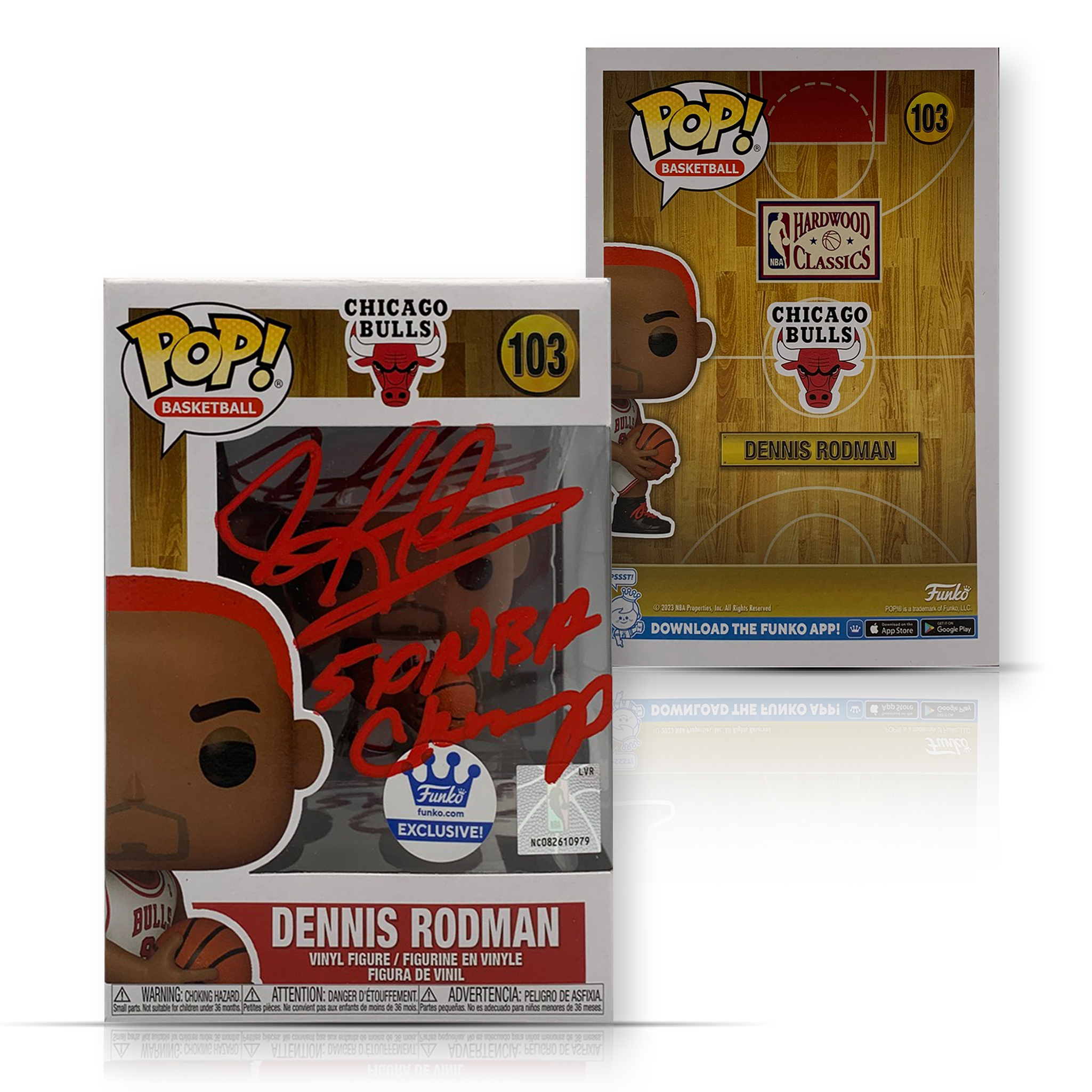 Dennis Rodman Autographed Chicago Bulls Signed Funko Pop #103 5 x NBA CHAMP Beckett COA