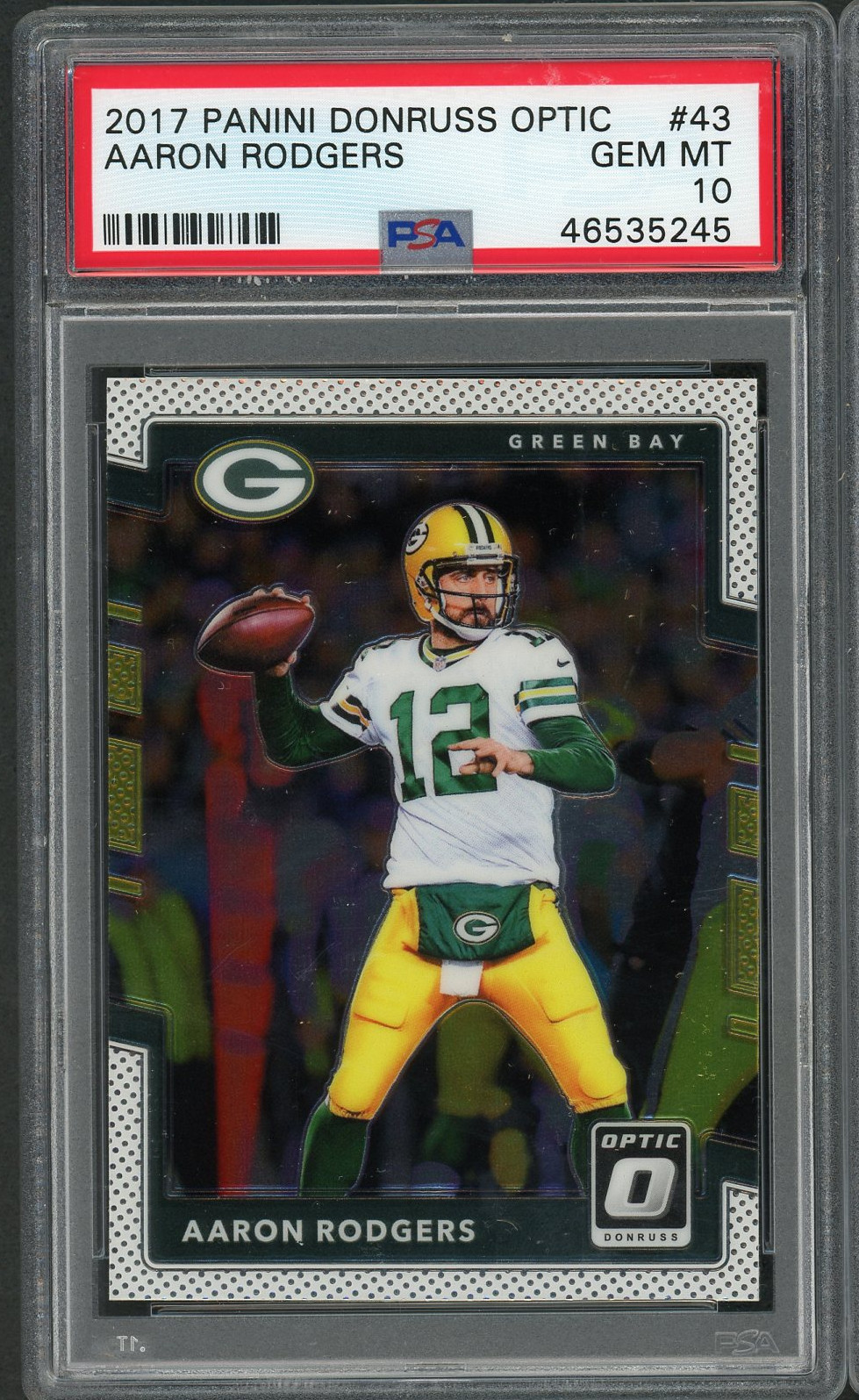 Aaron Rodgers 2017 Panini Donruss Optic Football Card #43 Graded PSA 10