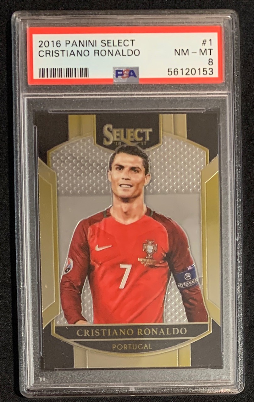 Cristiano Ronaldo 2016 Panini Select Soccer Card #1 Graded PSA 8 Cristiano Ronaldo 2016 Panini Select Soccer Card #1 Graded PSA 8