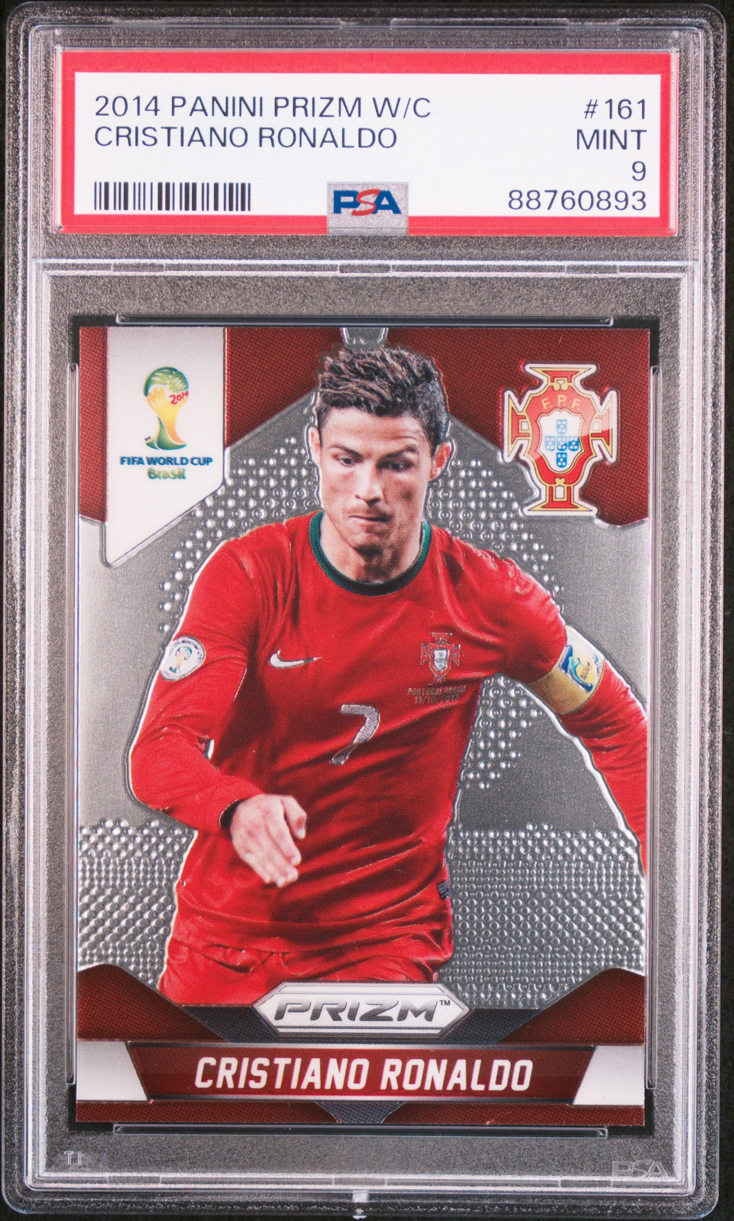 Cristiano Ronaldo 2014 Panini Prizm World Cup Card #161 PSA 9 Cristiano Ronaldo 2014 Panini Prizm World Cup Card #161 PSA 9