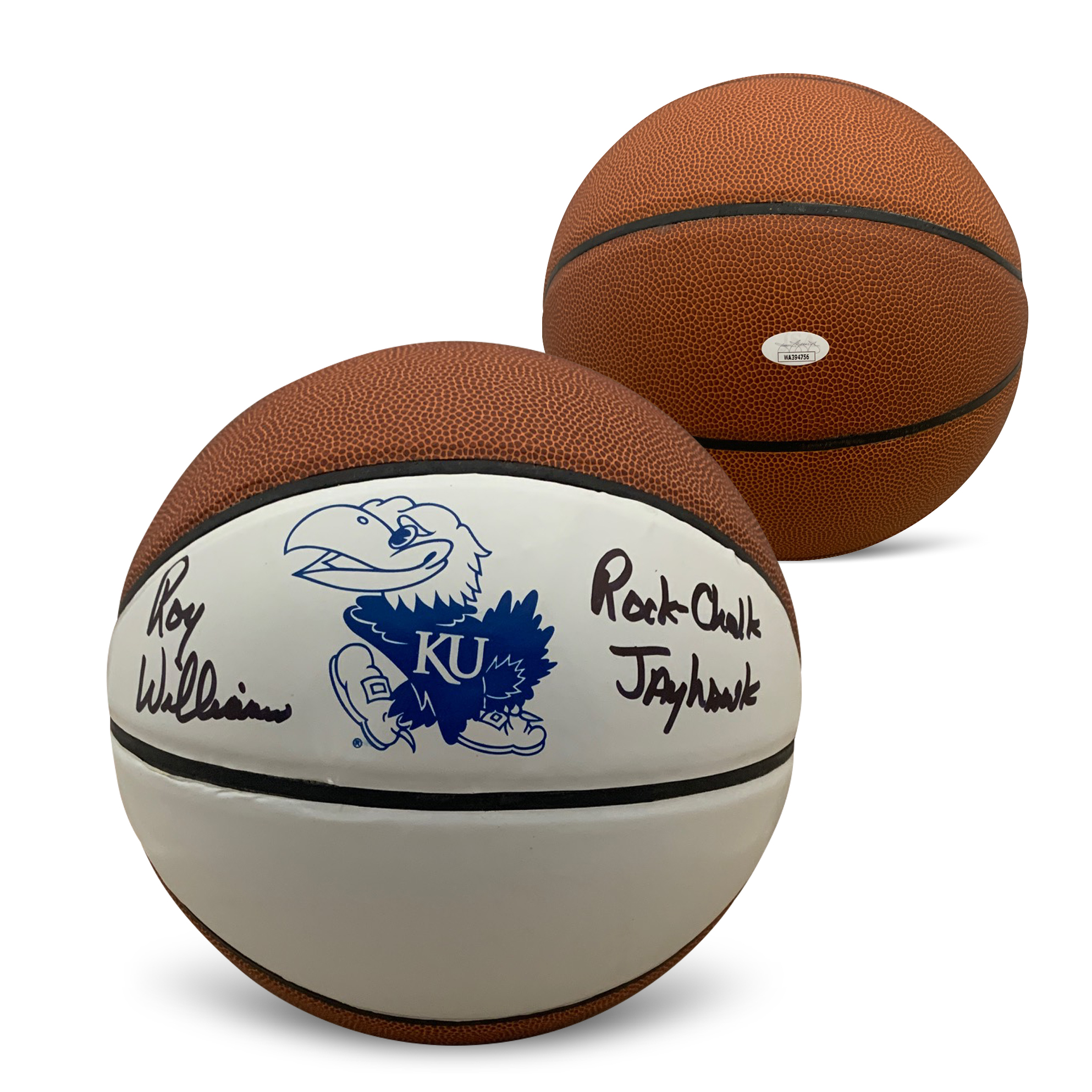 Roy Williams Autographed Kansas Jayhawks KU Signed Full Size Logo Basketball ROCK CHALK JAYHAWK JSA COA
