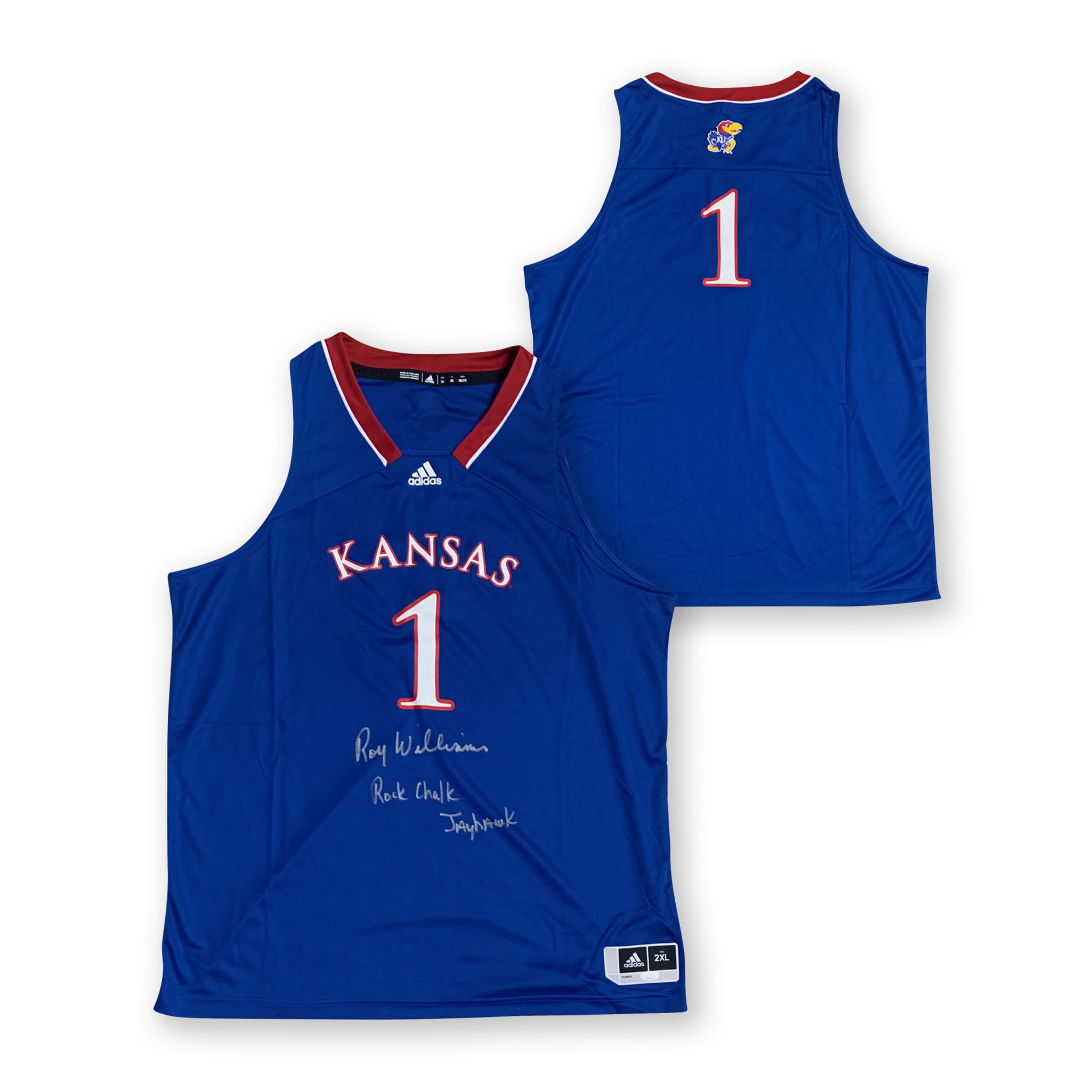 Roy Williams Autographed Kansas Jayhawks KU Signed Adidas Basketball Jersey ROCK CHALK JAYHAWK JSA COA
