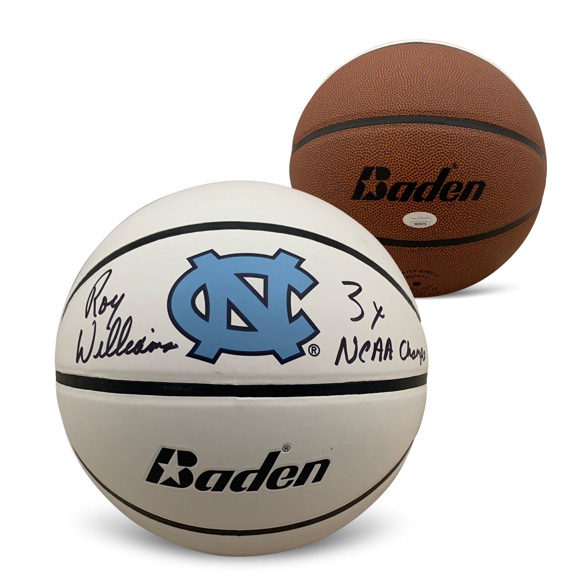 Roy Williams Autographed North Carolina Tar Heels UNC Signed Full Size Logo Basketball 3 x CHAMP JSA COA