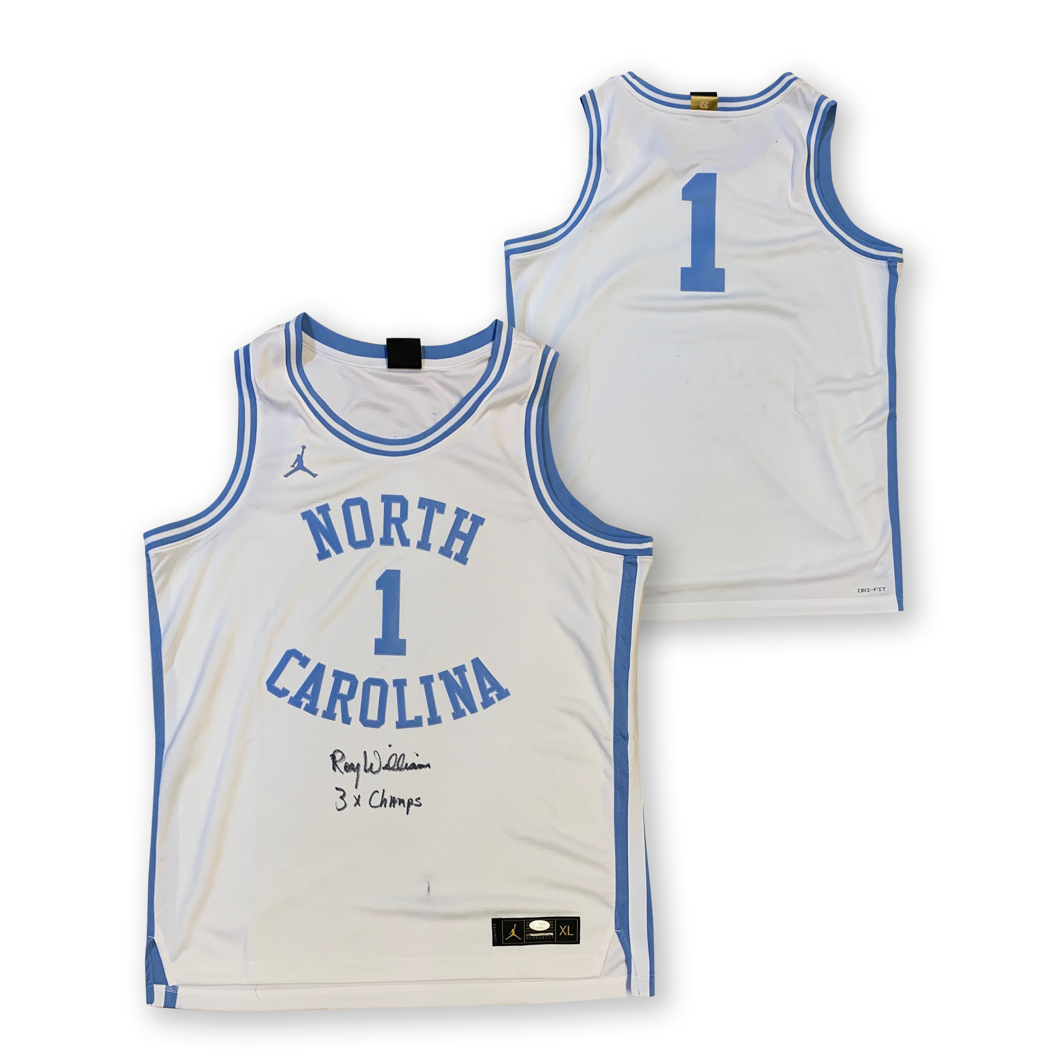 Roy Williams Autographed North Carolina Tar Heels UNC Signed Jordan Brand Basketball Jersey 3 x CHAMP JSA COA SPOT