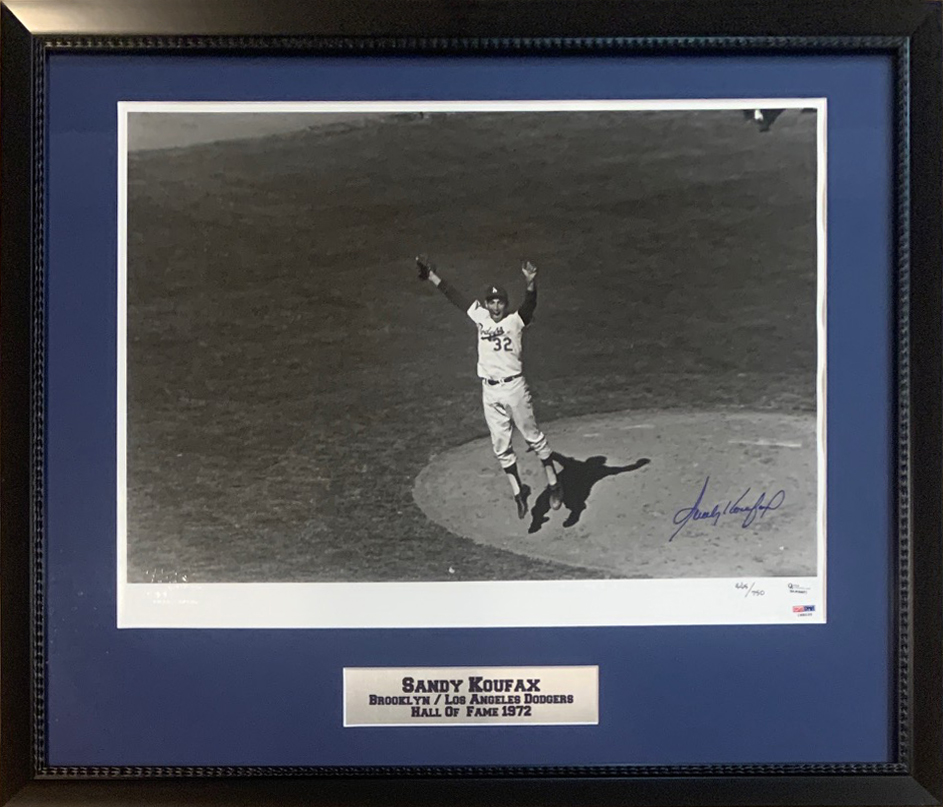 Sandy Koufax Autographed Los Angeles Brooklyn Dodgers Signed Baseball Framed 16x20 Photo Limited Edition of 950 PSA DNA COA Sandy Koufax Autographed Los Angeles Brooklyn Dodgers Signed Baseball Framed 16x20 Photo Limited Edition of 950 PSA DNA COA