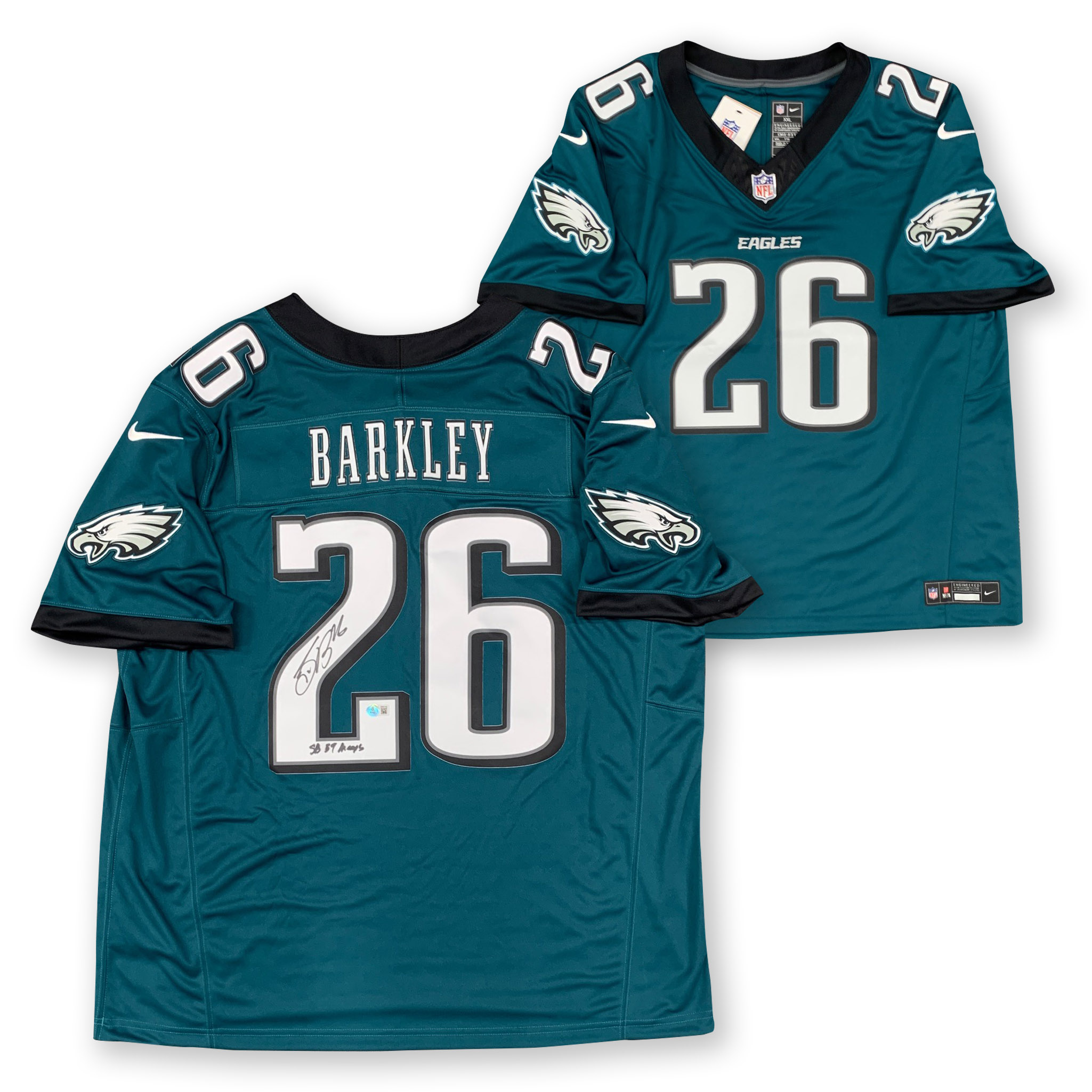 Saquon Barkley Autographed Philadelphia Eagles Super Bowl 59 Champs Signed Nike Limited Football Jersey Beckett COA B