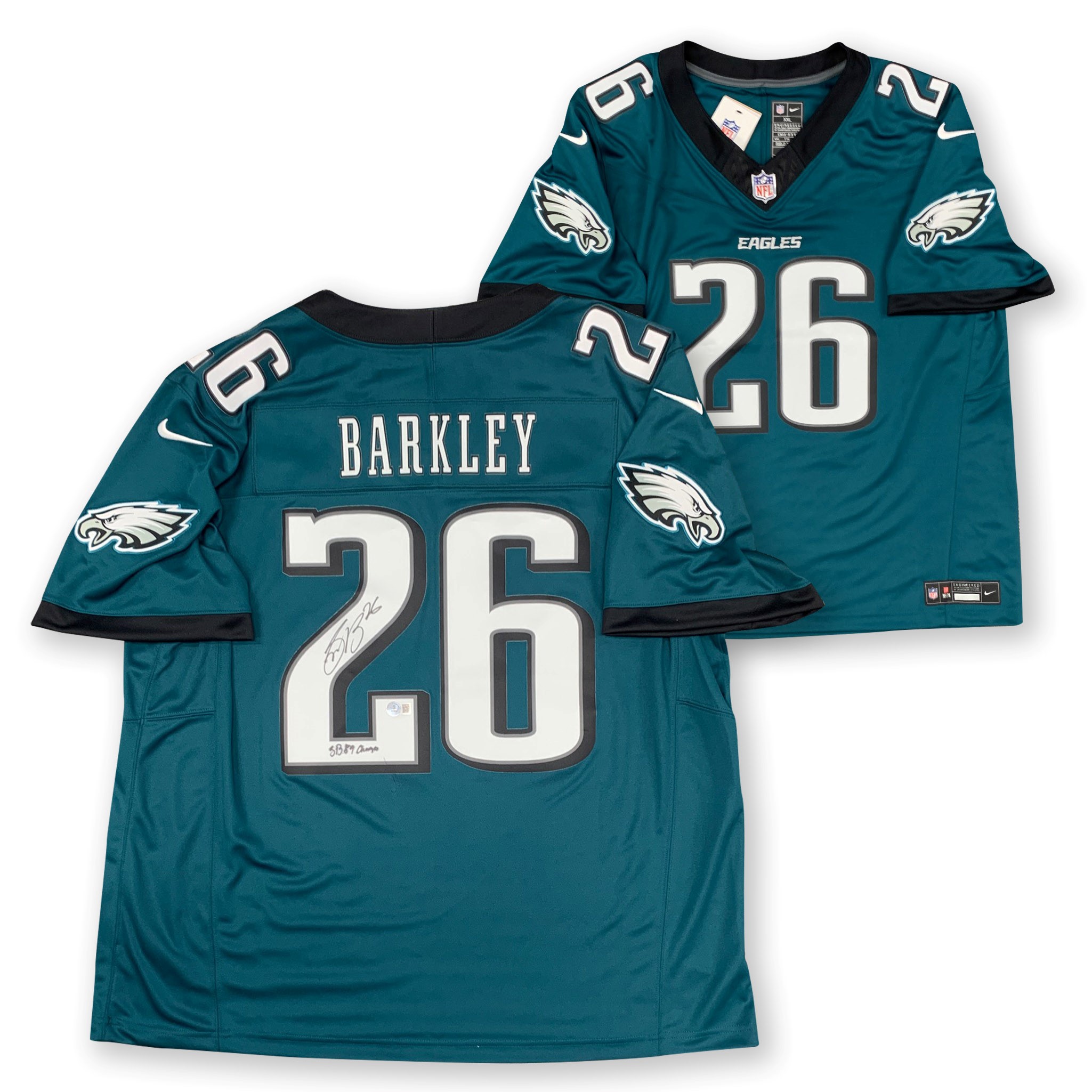 Saquon Barkley Autographed Philadelphia Eagles Super Bowl 59 Champs Signed Nike Limited Football Jersey Beckett COA D