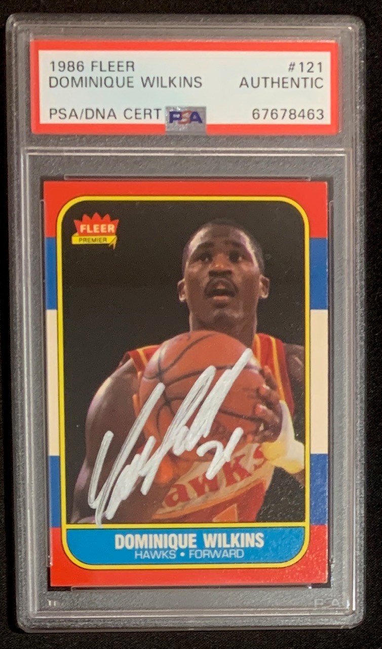 Dominque Wilkins 1986 Fleer Basketball Signed Rookie Card #121 Auto PSA