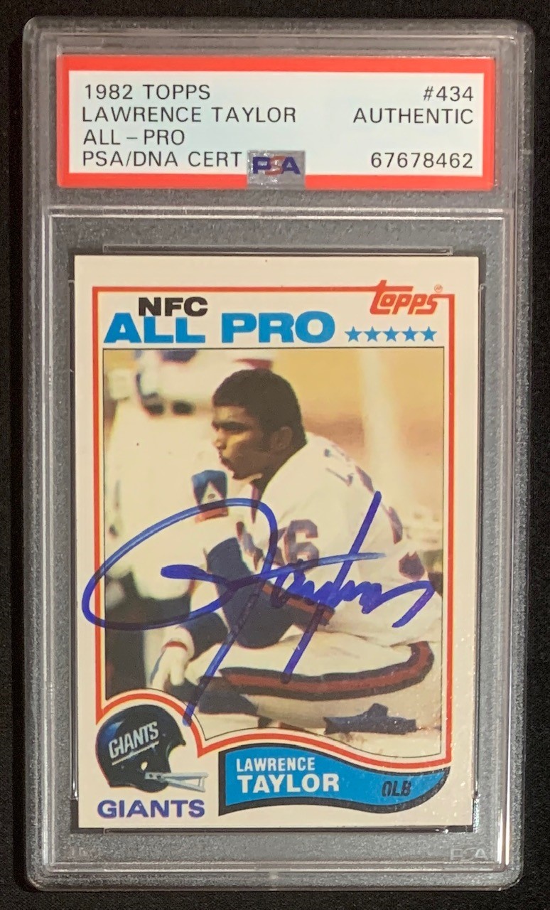 Lawrence Taylor 1982 Topps All-Pro Signed Football Rookie Card #434 Auto PSA