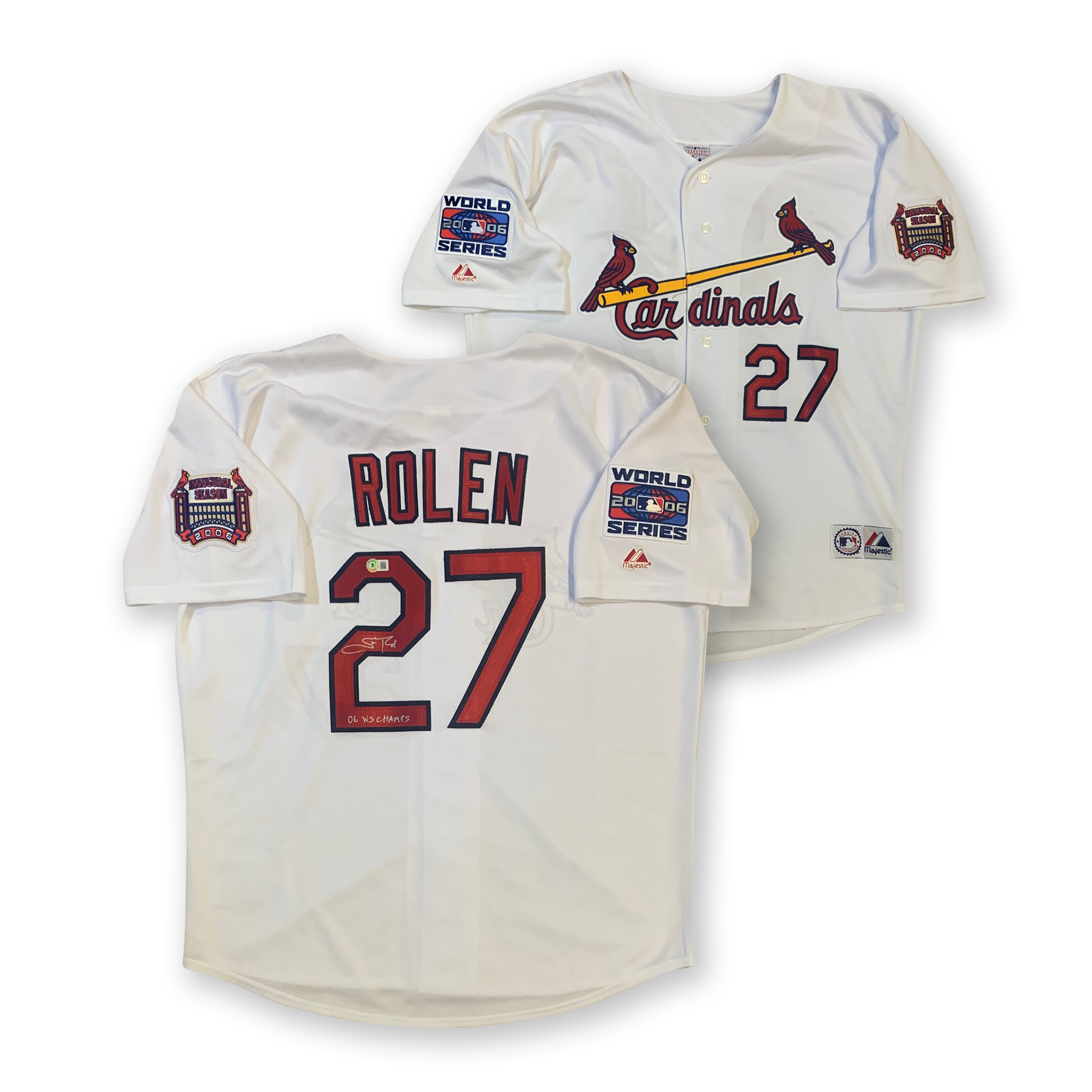 Scott Rolen Autographed St Louis Cardinals Signed Majestic 2006 World Series Baseball Jersey Beckett COA