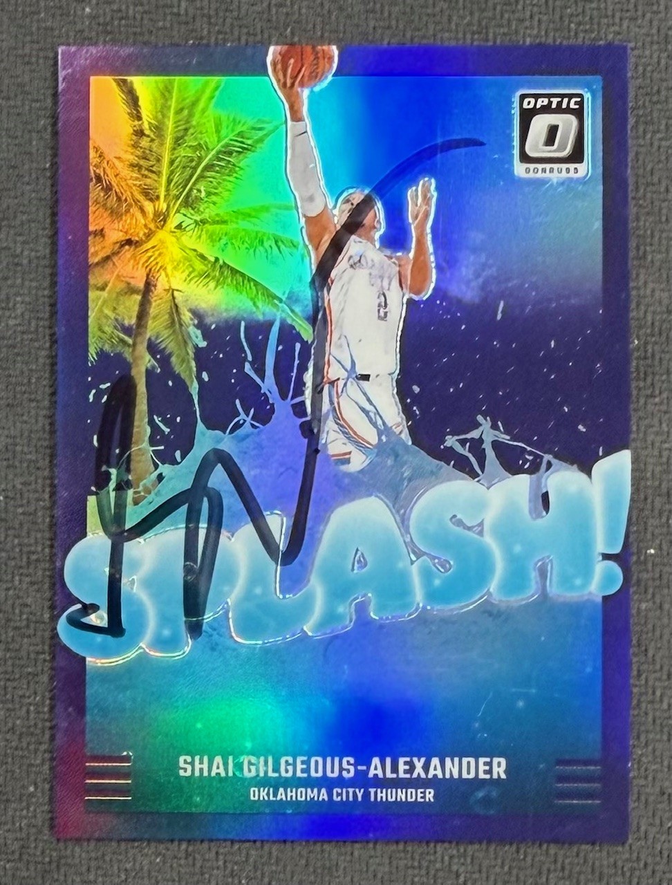 Shai Gilgeous-Alexander 2024-25 Donruss Optic Splash Purple Prizm Signed Basketball Card #6 JSA COA
