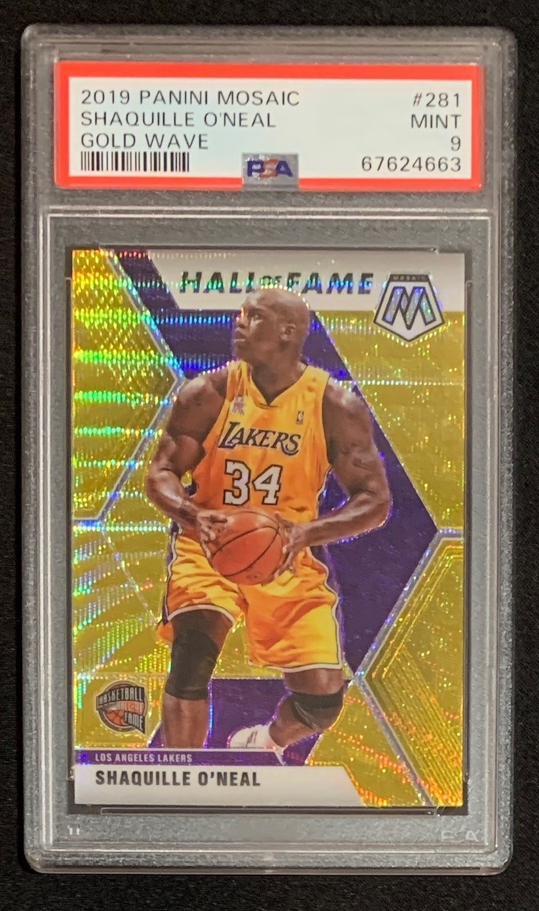Shaquille O'Neal 2019 Panini Mosaic Gold Wave Basketball Card #281 Graded PSA 9