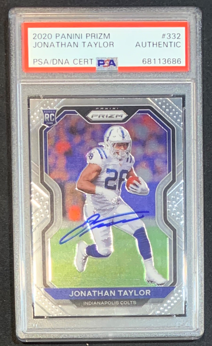 Jonathan Taylor 2020 Panini Prizm Signed Football Rookie Card RC #332 PSA