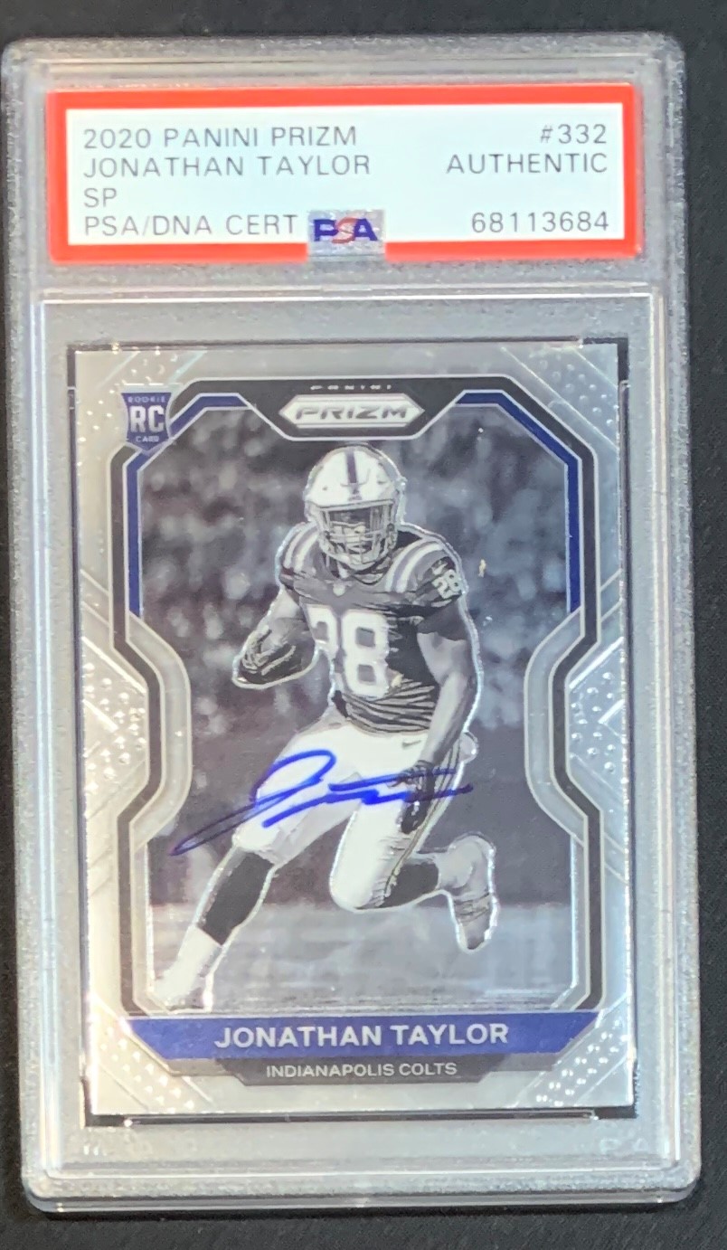 Jonathan Taylor 2020 Panini Prizm SP Negative Signed Football Rookie Card RC #332 PSA