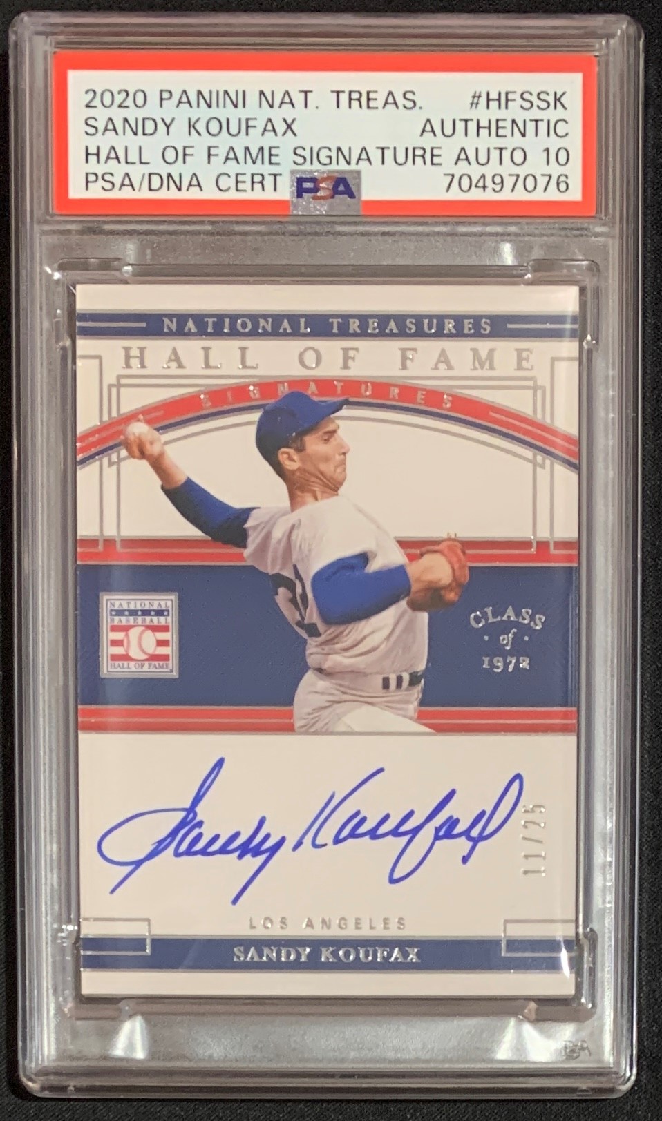 Sandy Koufax 2020 Panini National Treasures Hall of Fame Signed Baseball Card #HFSSK Auto Graded PSA 10 11/25