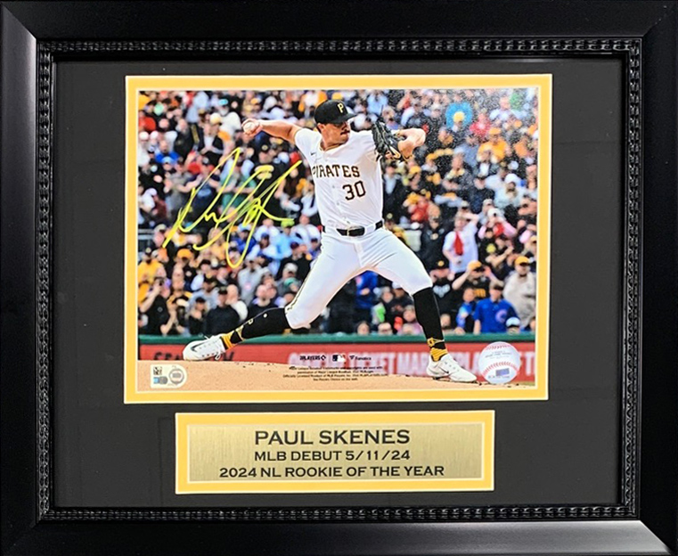 Paul Skenes Autographed Pittsburgh Pirates MLB Debut Signed Baseball 8x10 Framed Photo Hologram COA Paul Skenes Autographed Pittsburgh Pirates MLB Debut Signed Baseball 8x10 Framed Photo Hologram COA