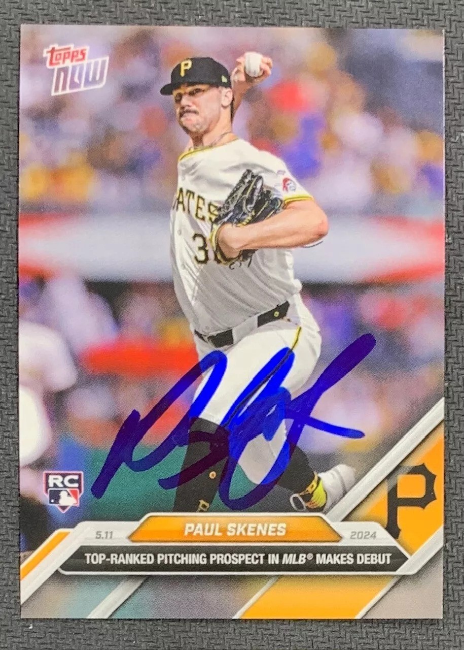Paul Skenes 2024 Topps Now Signed Baseball Rookie Card #179 Auto MLB