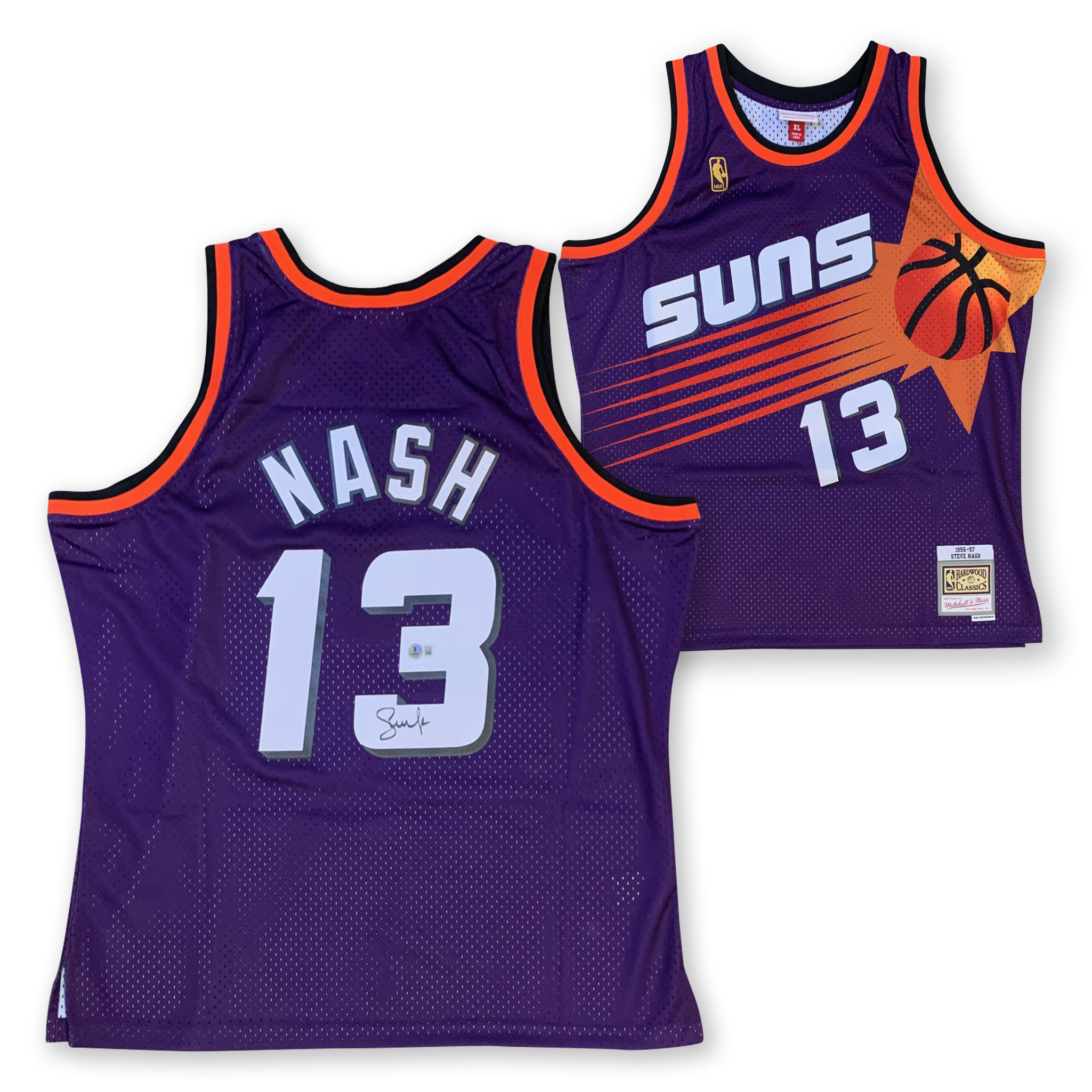 Steve Nash Autographed Phoenix Suns Mitchell & Ness Swingman Signed Basketball Jersey Beckett COA Purple