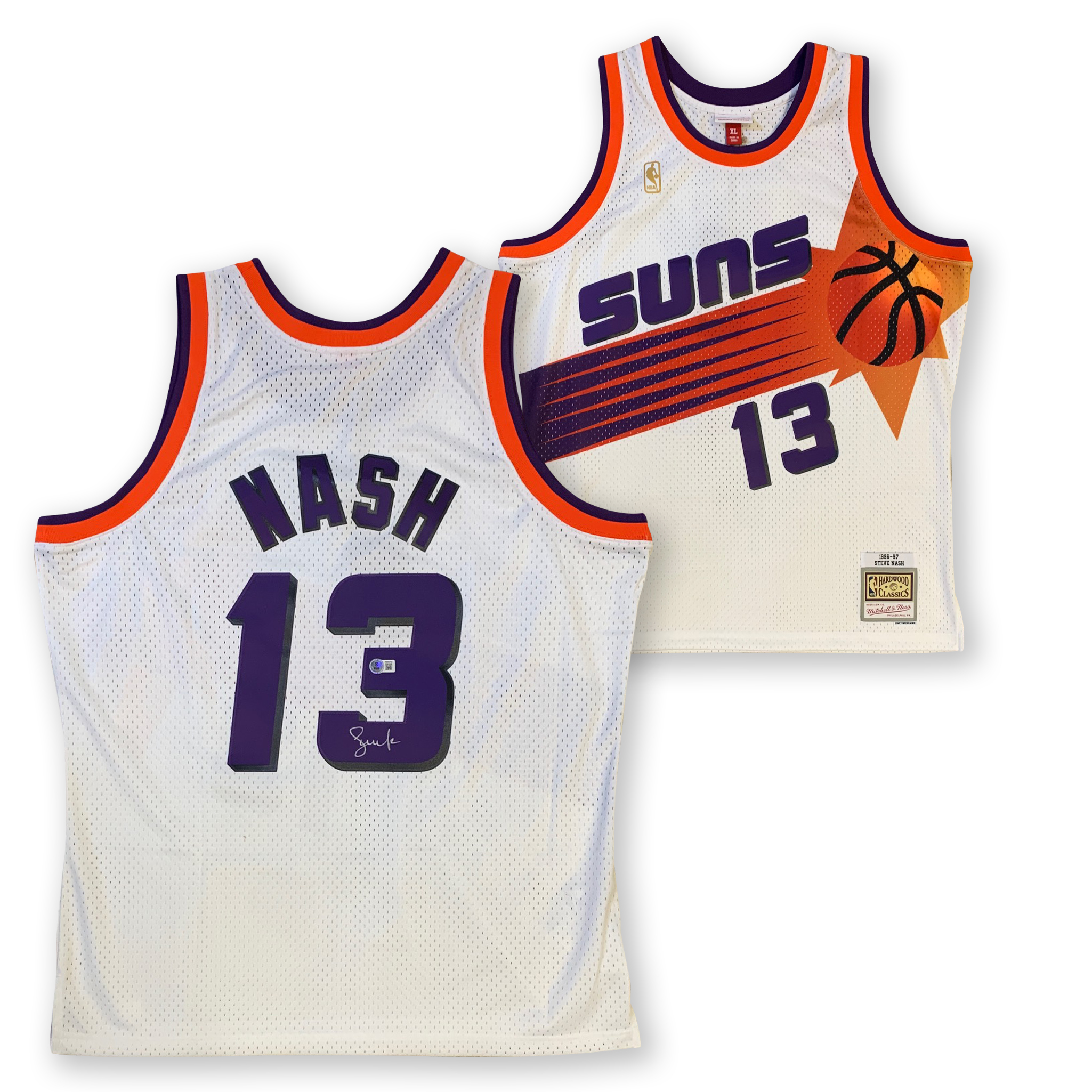 Steve Nash Autographed Phoenix Suns Mitchell & Ness Swingman Signed Basketball Jersey Beckett COA White