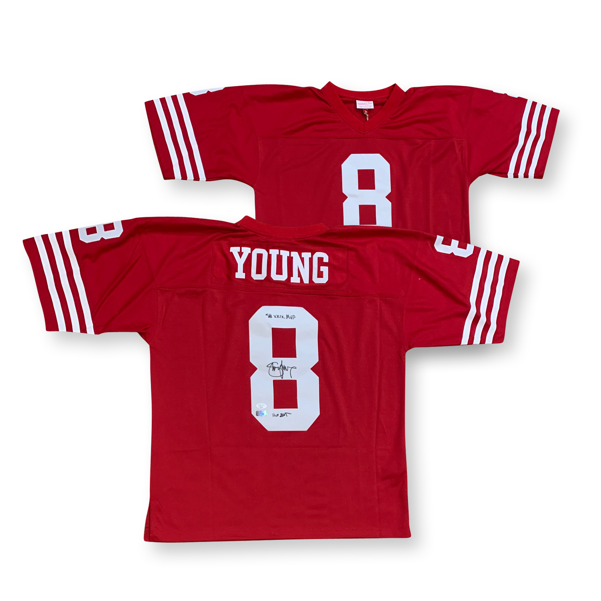 Steve Young Autographed San Francisco Signed Red Mitchell & Ness Football Jersey SUPER BOWL XXIX MVP HOF 2005 JSA COA