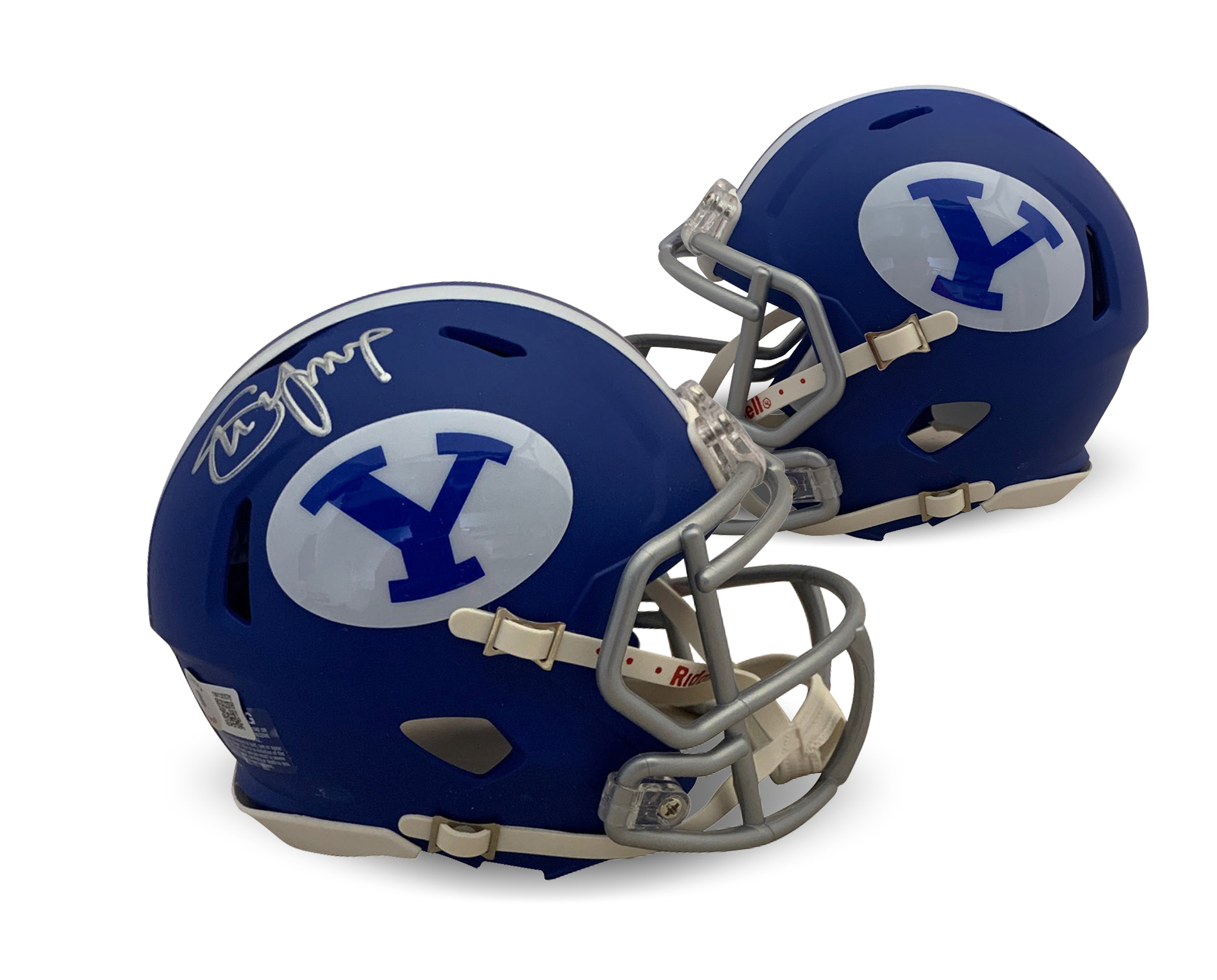 Steve Young Autographed BYU Cougars Signed Football Mini Helmet Beckett COA Blue