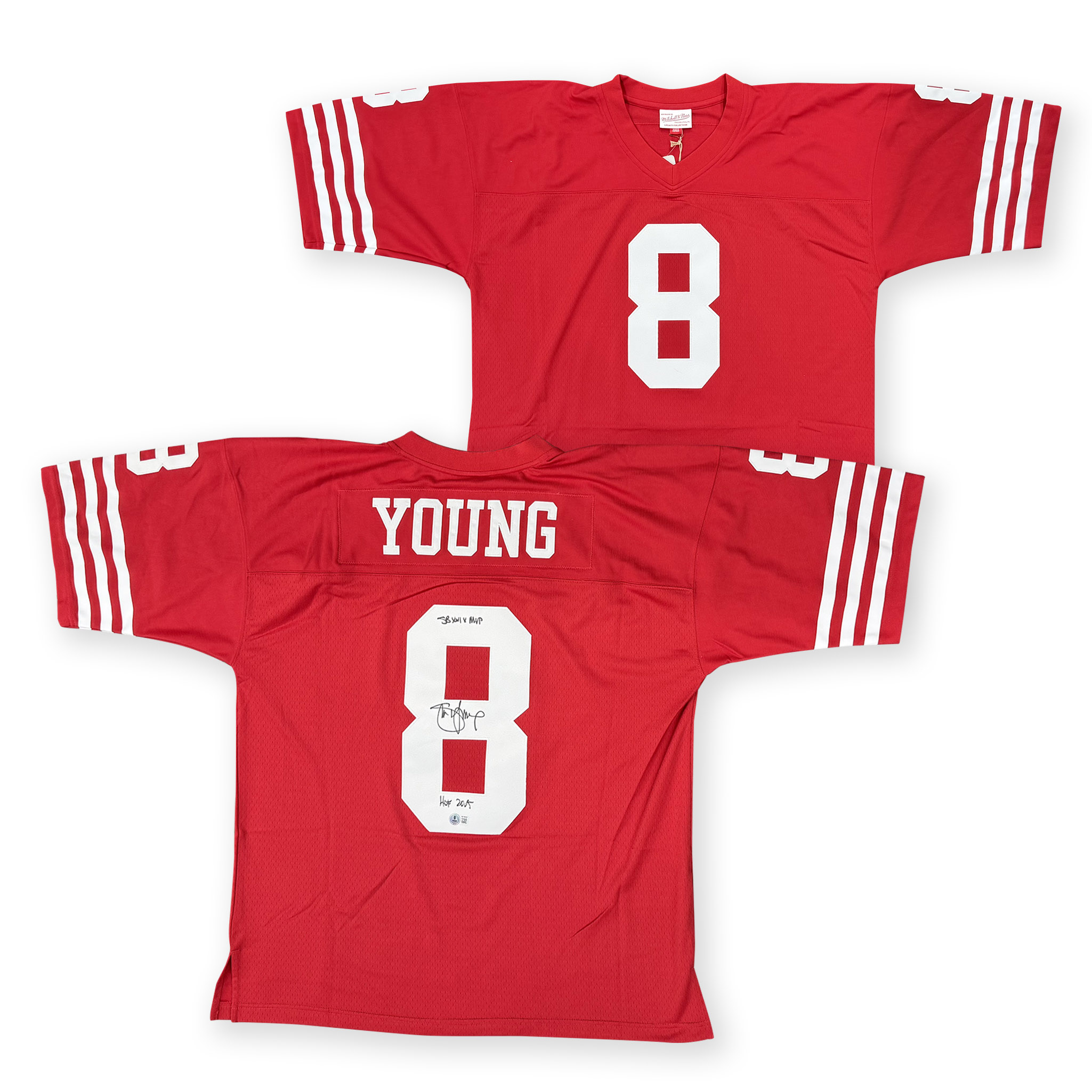 Steve Young Autographed San Francisco 49ers Signed Mitchell & Ness Football Jersey SUPER BOWL XXIX MVP Hall of Fame HOF 2005 Beckett Witness Authenticated