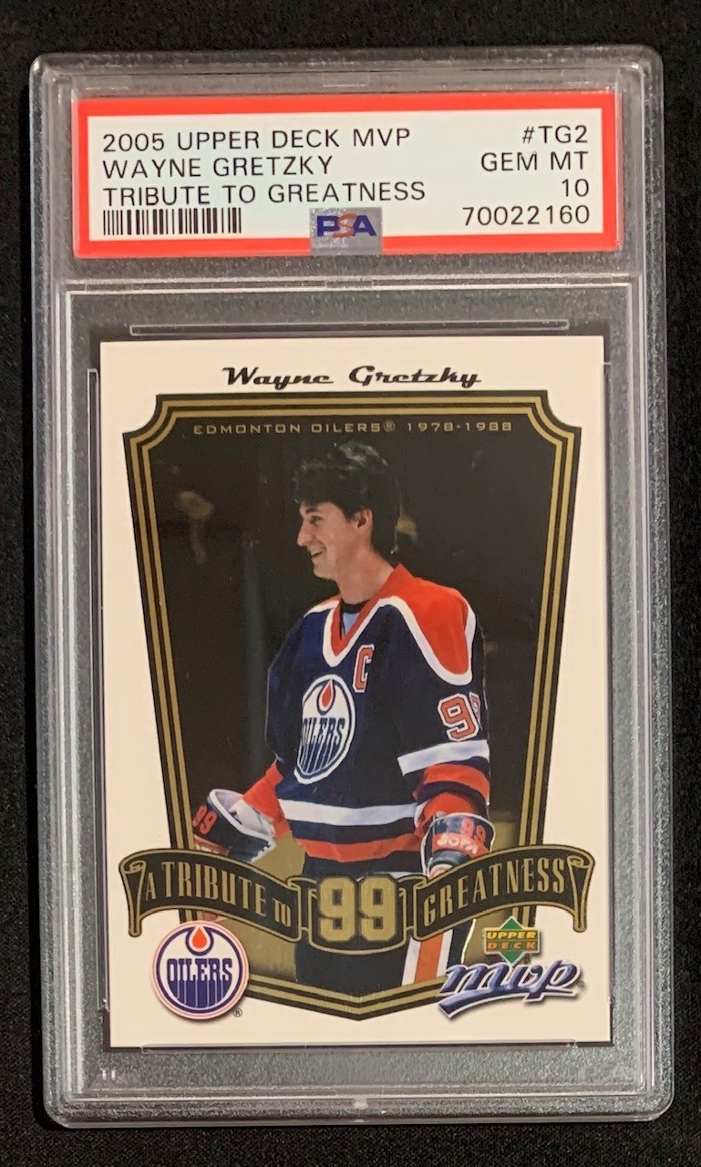 Wayne Gretzky 2005 Upper Deck MVP Tribute to Greatness Hockey Card #TG2 Graded PSA 10 Wayne Gretzky 2005 Upper Deck MVP Tribute to Greatness Hockey Card #TG2 Graded PSA 10