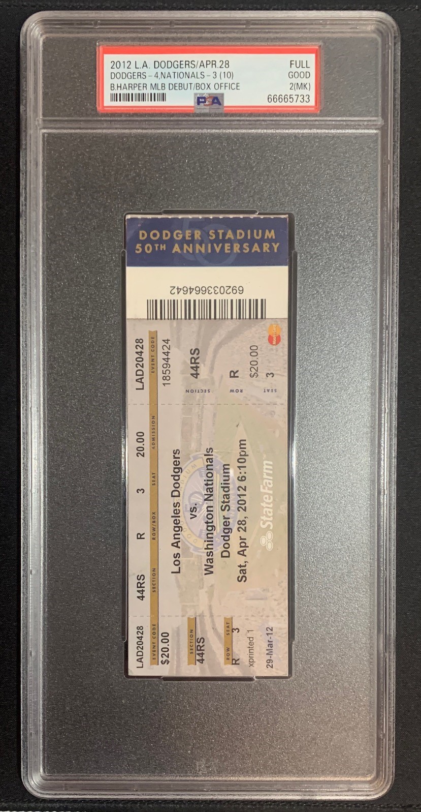 Bryce Harper MLB Debut Box Office Ticket 2012 Los Angeles vs Washington 4/28/12 Graded PSA 2 Bryce Harper MLB Debut Box Office Ticket 2012 Los Angeles vs Washington 4/28/12 Graded PSA 2