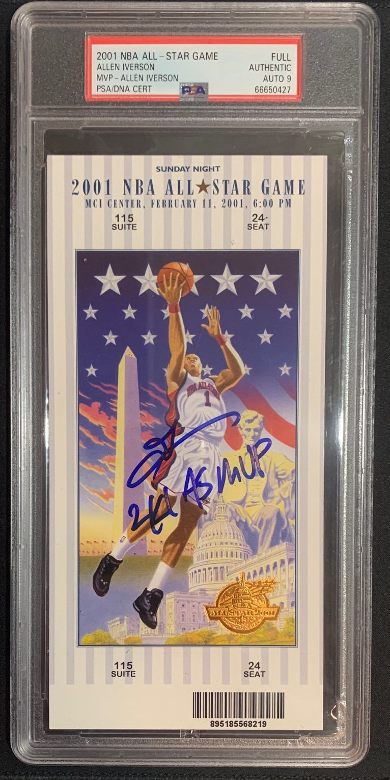 Allen Iverson Autographed 2001 NBA All Star Game MVP Signed Basketball Ticket Auto Graded PSA 9 66650427 Allen Iverson Autographed 2001 NBA All Star Game MVP Signed Basketball Ticket Auto Graded PSA 9 66650427