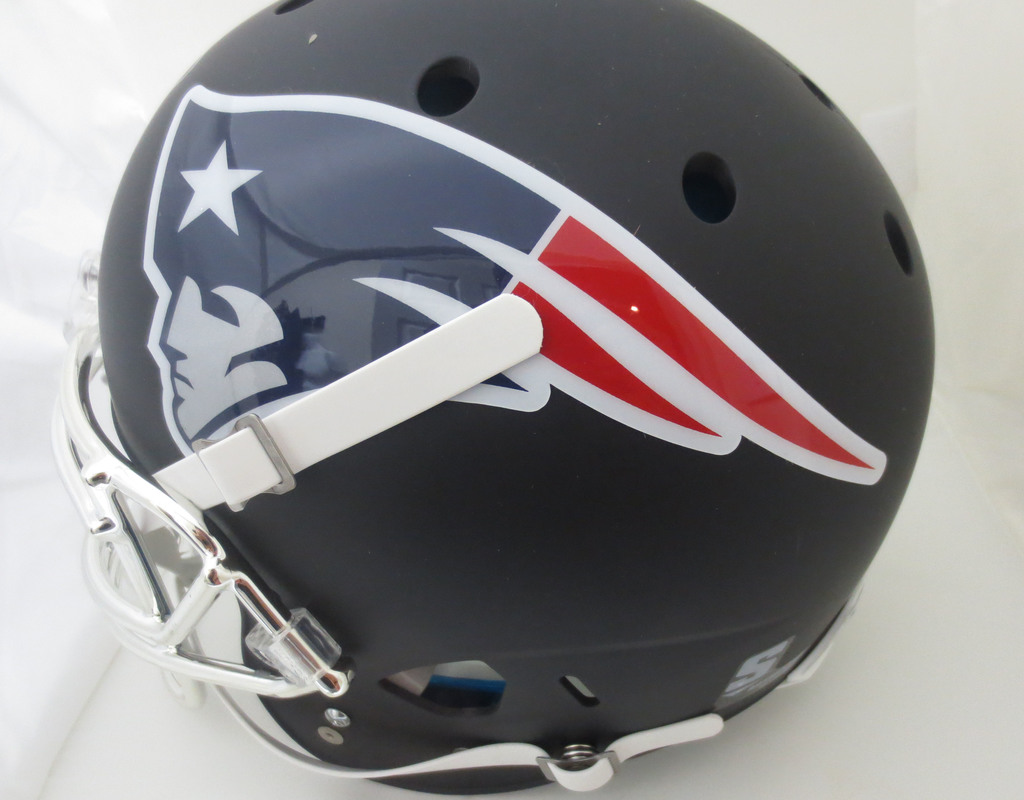 Tom Brady Autographed Patriots Authentic Black Chrome Football Signed Full Size Helmet ...