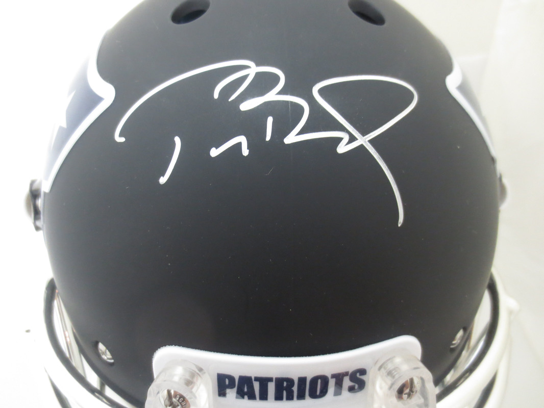 Tom Brady Autographed Patriots Authentic Black Chrome Football Signed Full Size Helmet ...