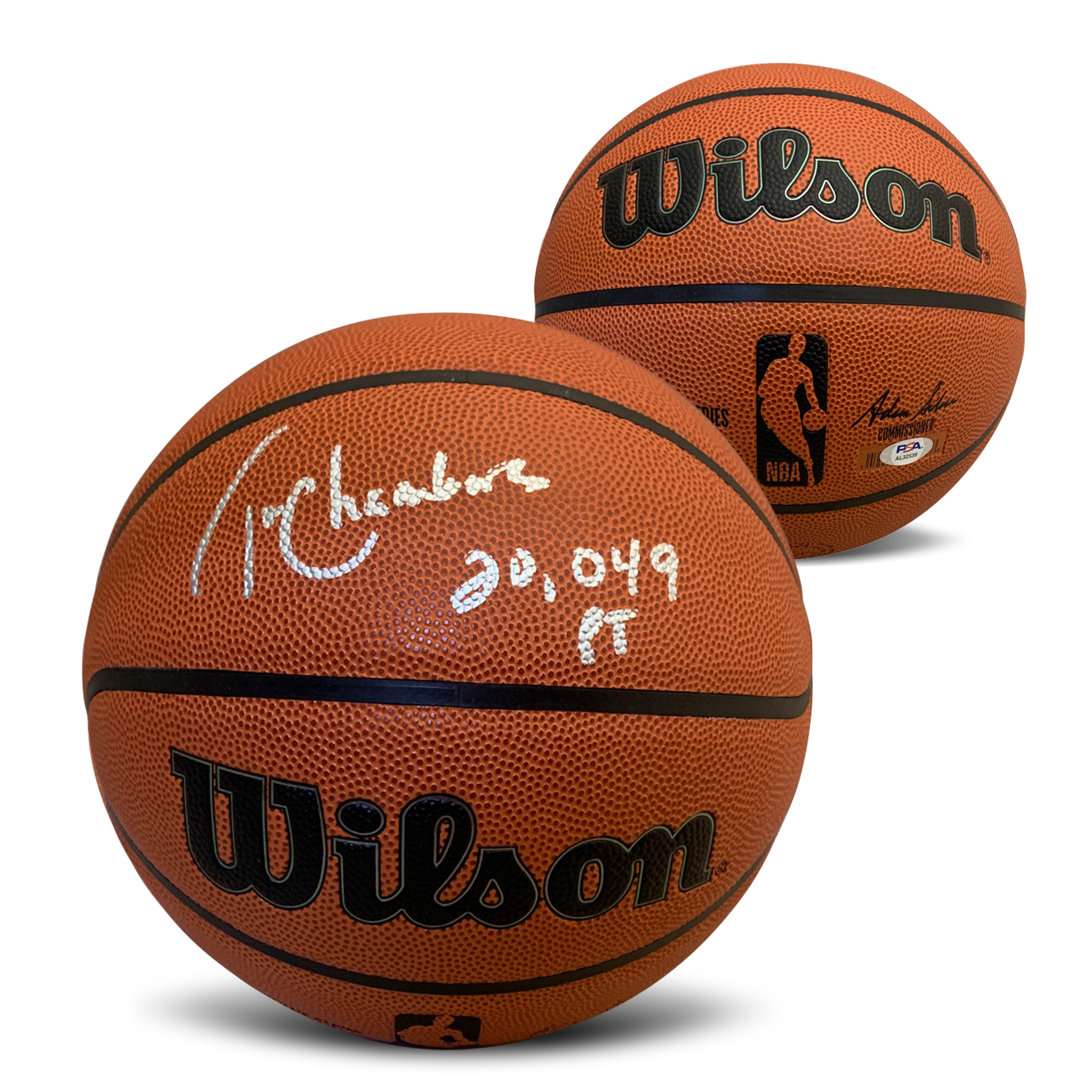 Tom Chambers Autographed NBA Full Size Replica Basketball 20,049 POINTS PSA DNA COA