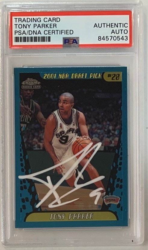 Tony Parker Autographed 2001 Topps Chrome Signed Basketball Rookie Card RC #155 PSA DNA Auto