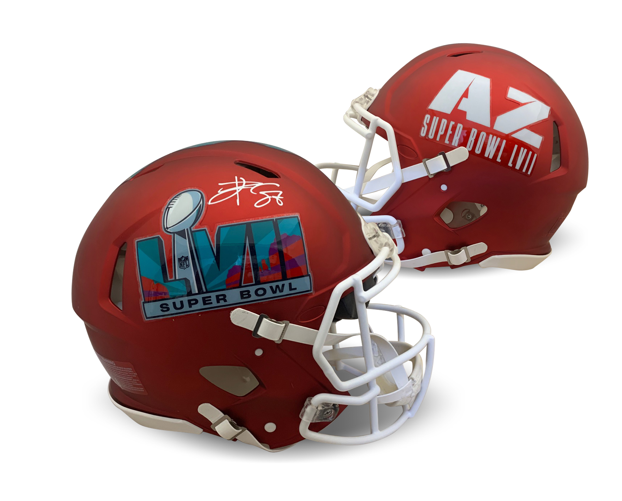 Travis Kelce Autographed Kansas City Chiefs Signed Super Bowl 57 LVII Football Full Size Authentic Helmet Beckett COA