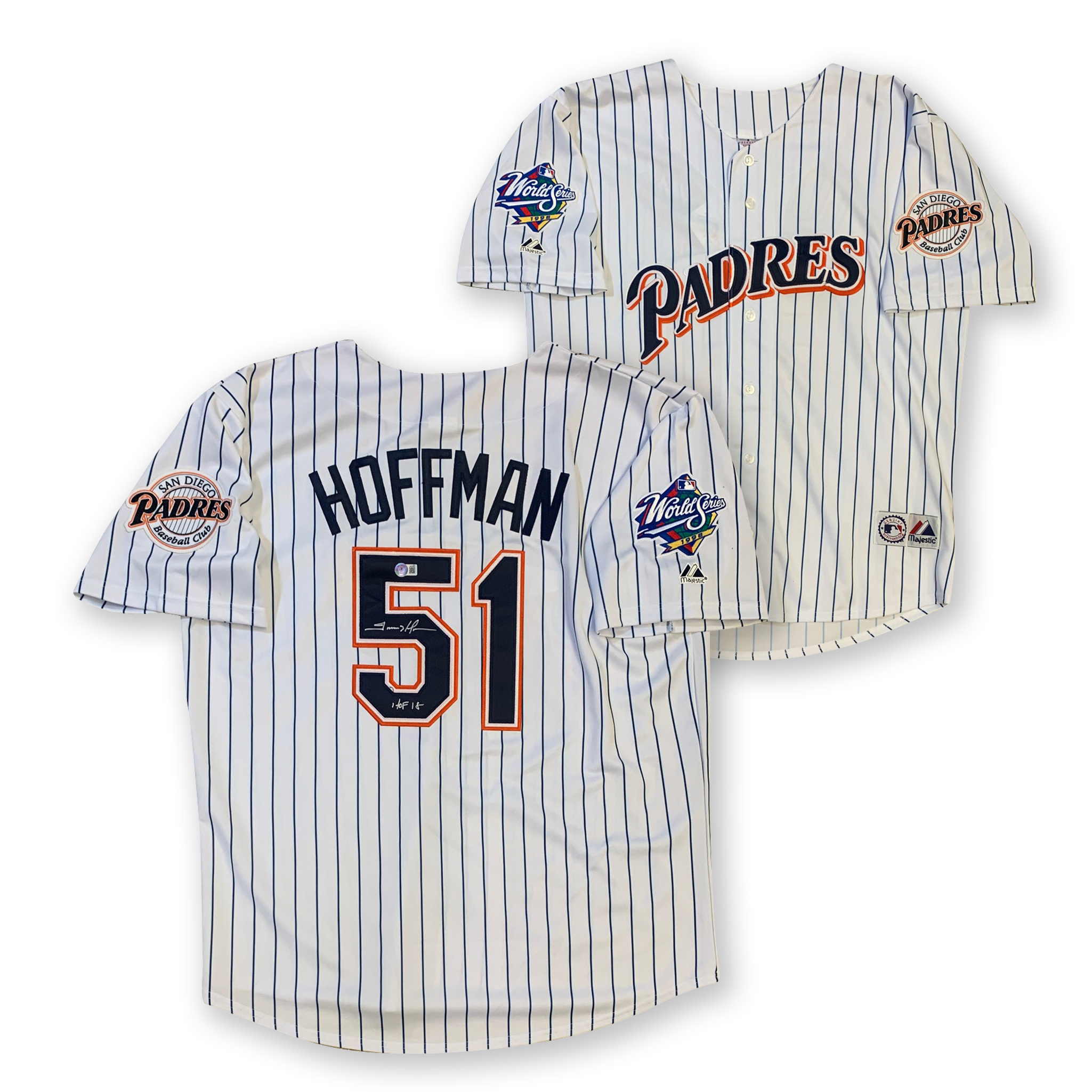 Trevor Hoffman Autographed San Diego Padres Signed Majestic Baseball Jersey Hall of Fame HOF 2018 Beckett COA
