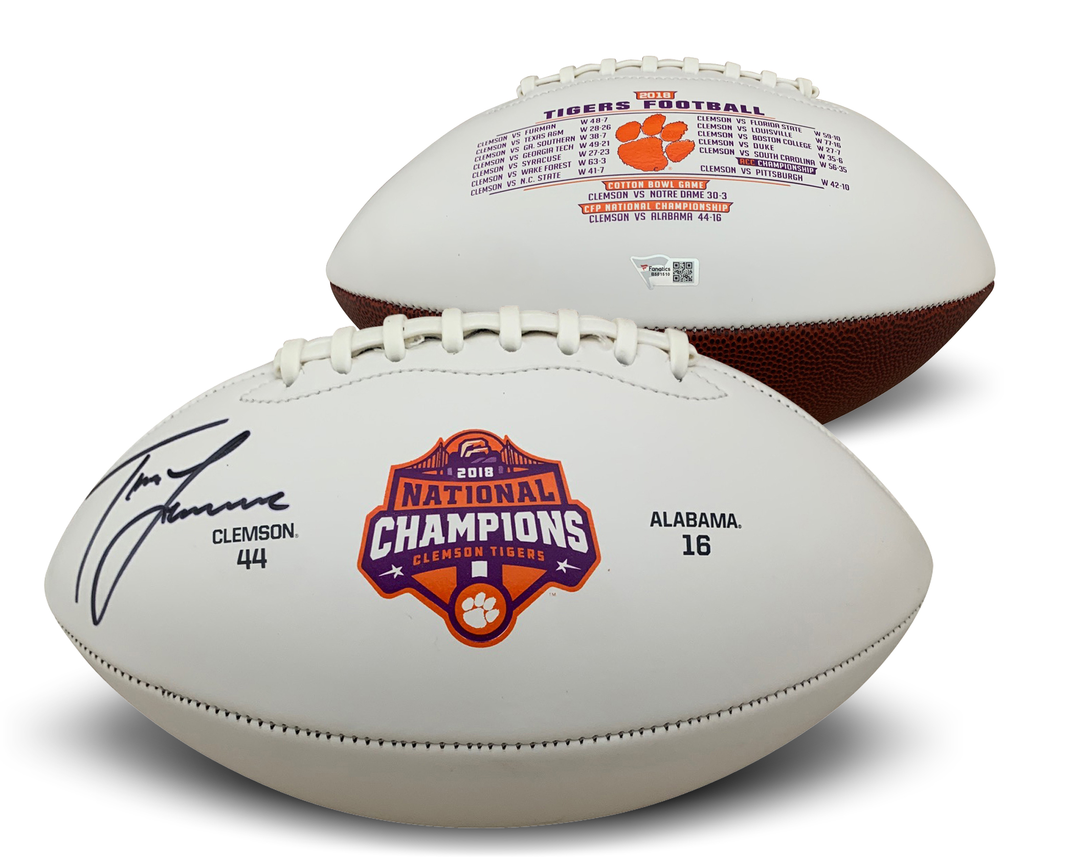 Trevor Lawrence Autographed Clemson Tigers Signed 2018 National Championship Full Size Football Fanatics Authentic COA