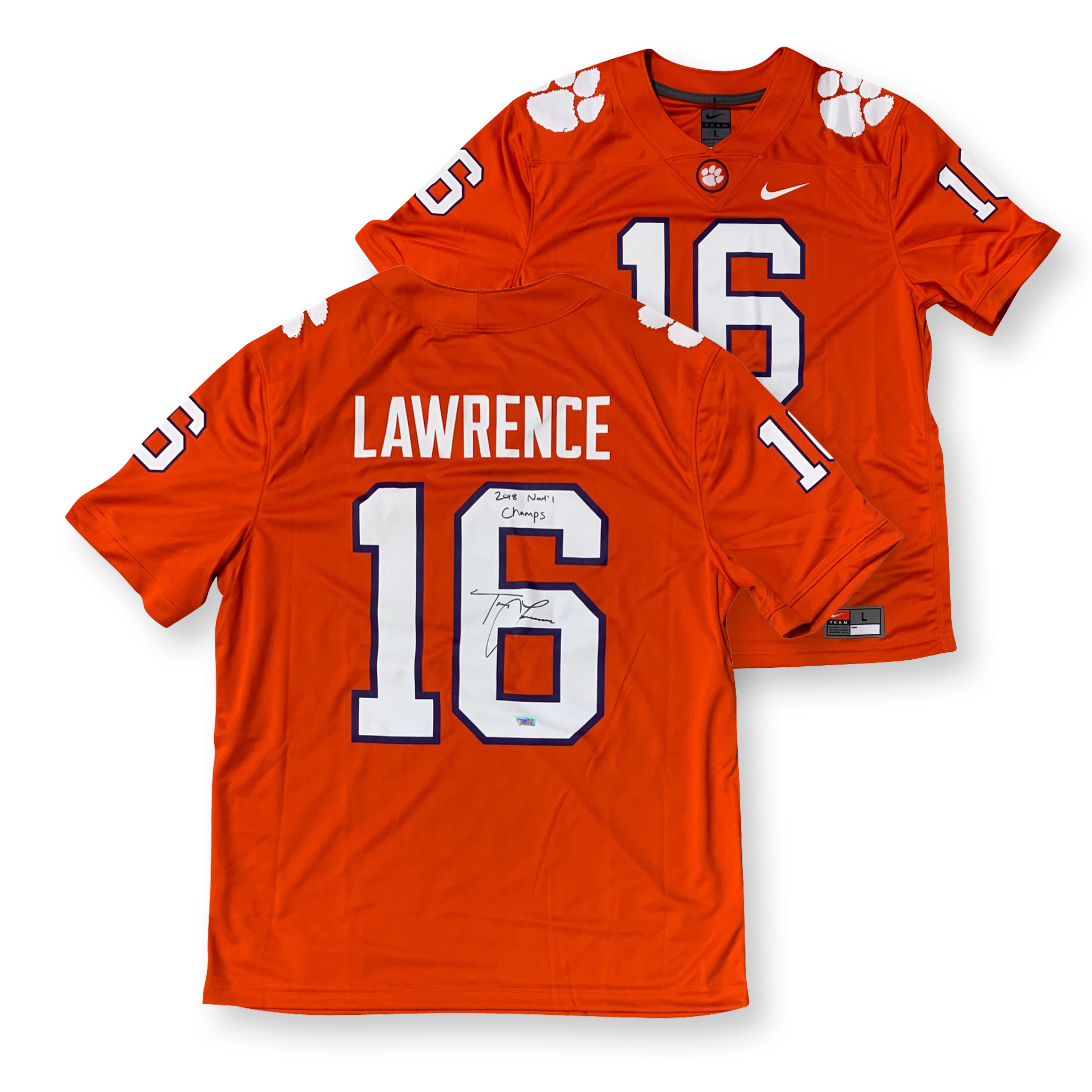 Trevor Lawrence Autographed Clemson Tigers Signed Nike Football Jersey 2018 National Champions Fanatics Authentic COA