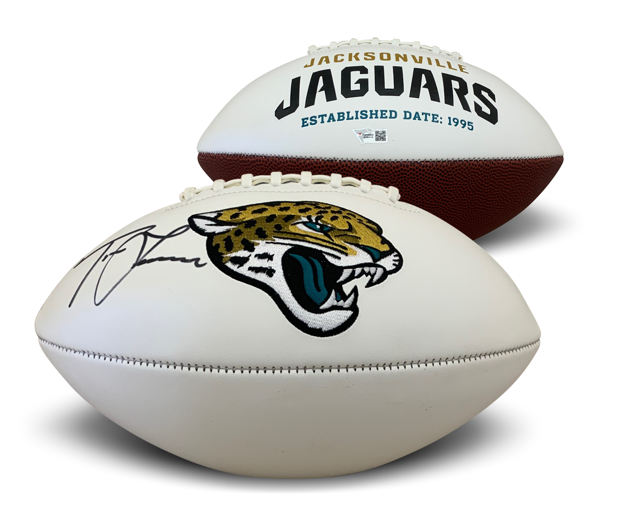 Trevor Lawrence Autographed Jacksonville Jaguars Full Size White Panel Logo Signed Football Fanatics Authentic COA