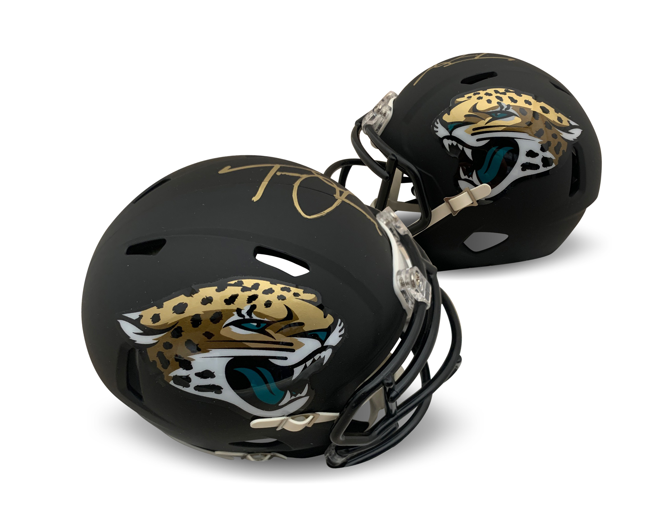 Trevor Lawrence Autographed Jacksonville Jaguars Black Matte Signed Football Mini Helmet Fanatics Authentic COA