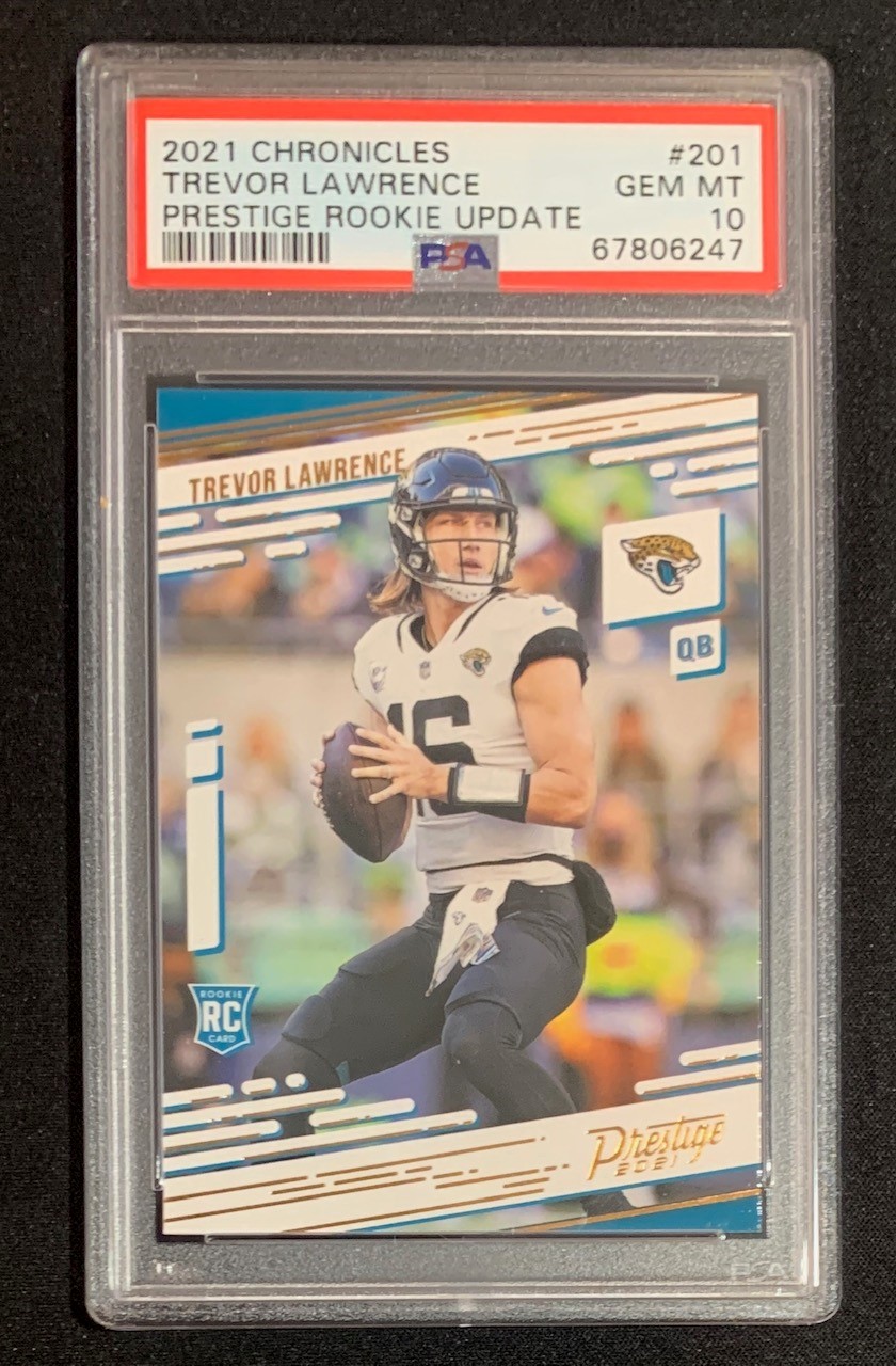 Trevor Lawrence 2021 Panini Chronicles Prestige Rookie Update Football Card RC #201 Graded PSA 10