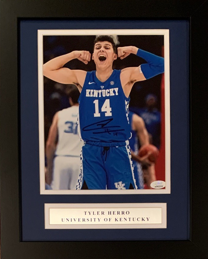 Tyler Herro Autographed Kentucky Wildcats Signed Basketball 8x10 Framed Photo JSA COA