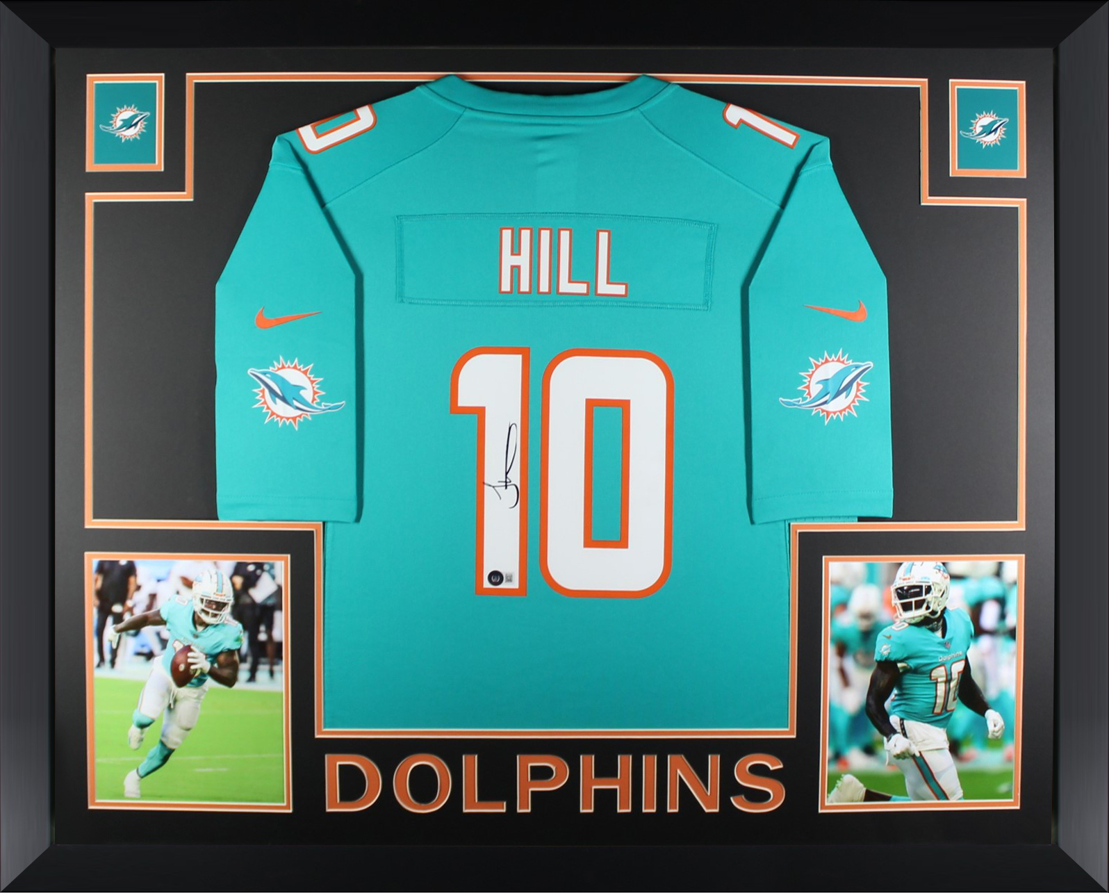 Tyreek Hill Autographed Miami Dolphins Signed Nike Game Football Blue Framed Jersey Beckett COA