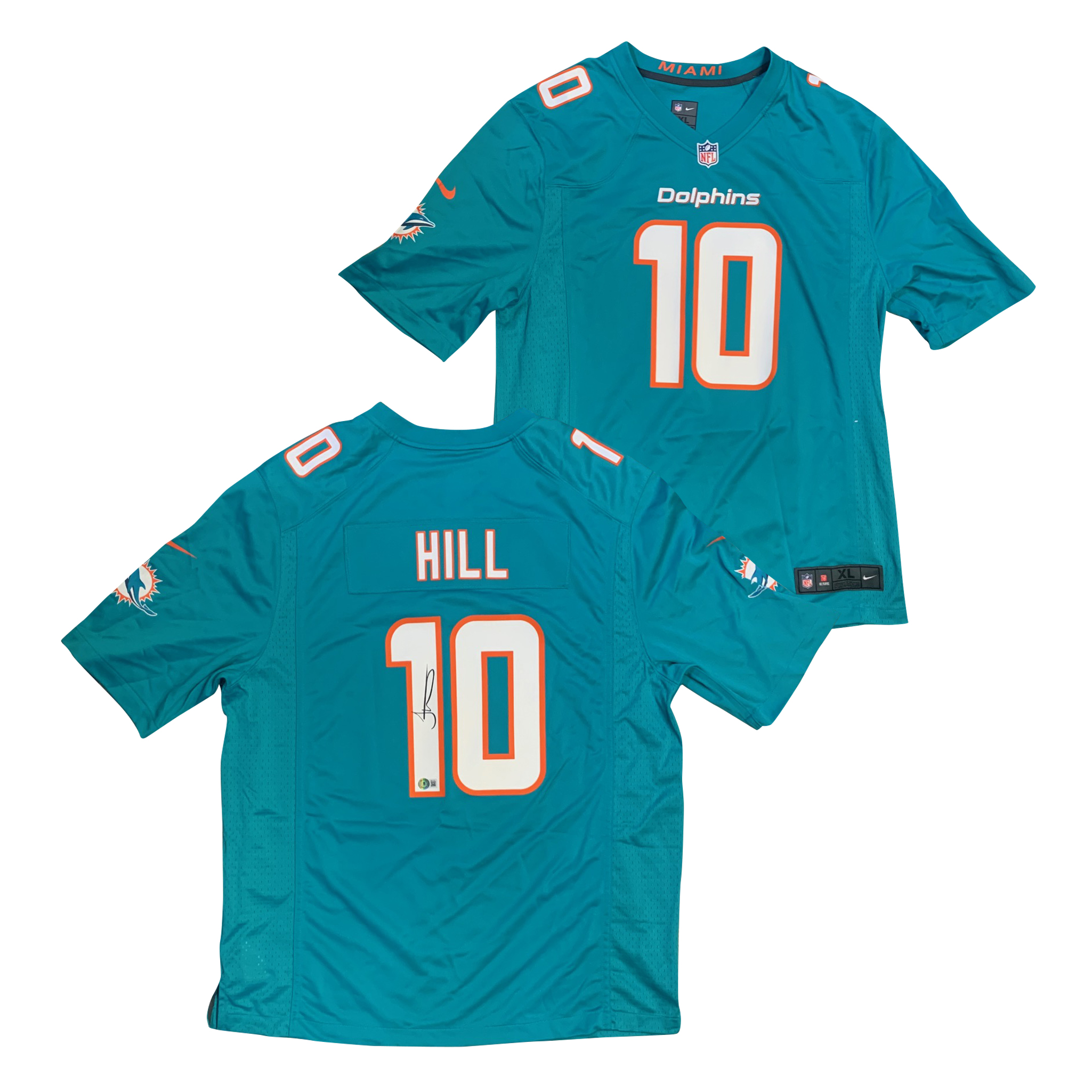 Tyreek Hill Autographed Miami Dolphins Signed Nike Game Football Blue Jersey Beckett COA