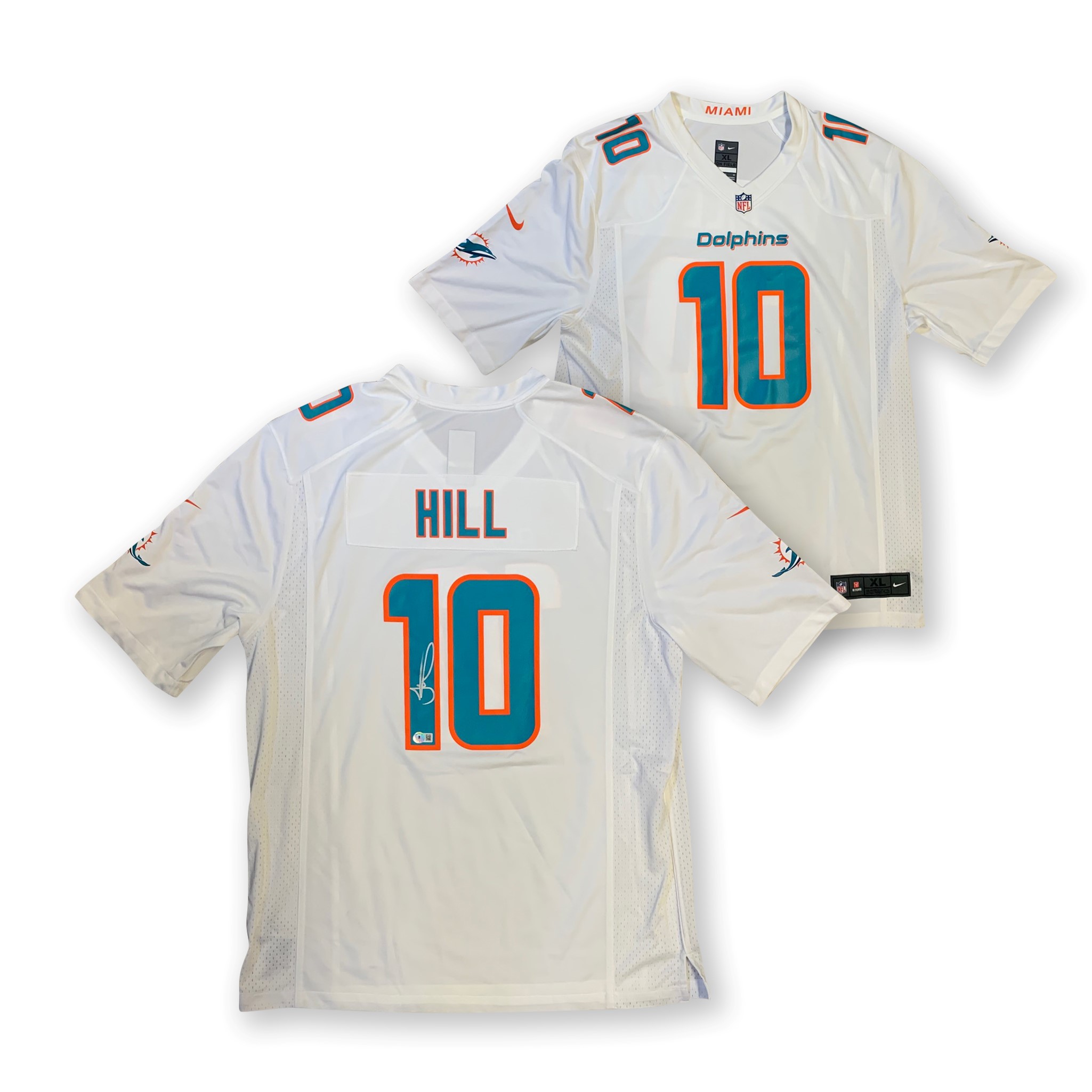 Tyreek Hill Autographed Miami Dolphins Signed Nike Game Football White Jersey Beckett BAS COA