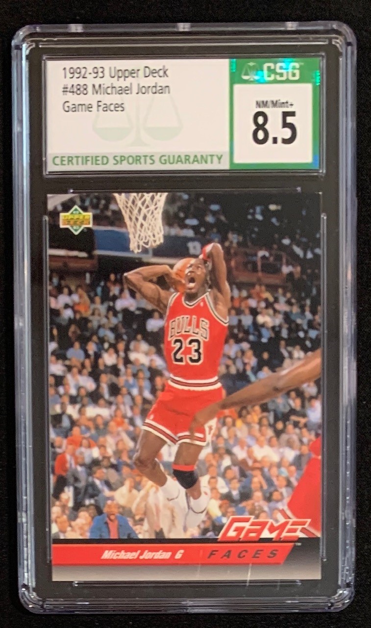 Michael Jordan 1992 Upper Deck Game Faces Basketball Card #488 Graded CSG 8.5