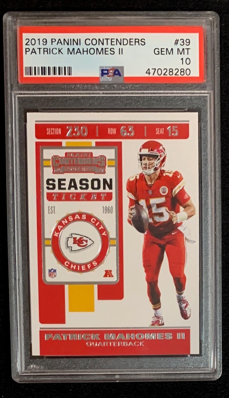 Patrick Mahomes 2019 Panini Contenders Football Card #39 Graded PSA 10