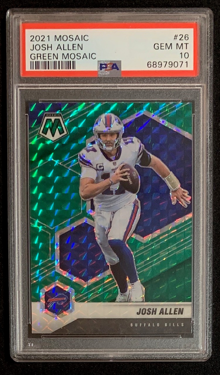 Josh Allen 2021 Panini Mosaic Green Football Card #26 Graded PSA 10