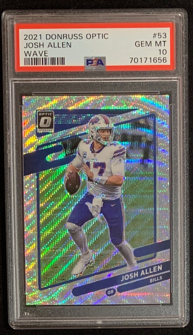 Josh Allen 2021 Panini Donruss Optic Wave Football Card #53 Graded PSA 10
