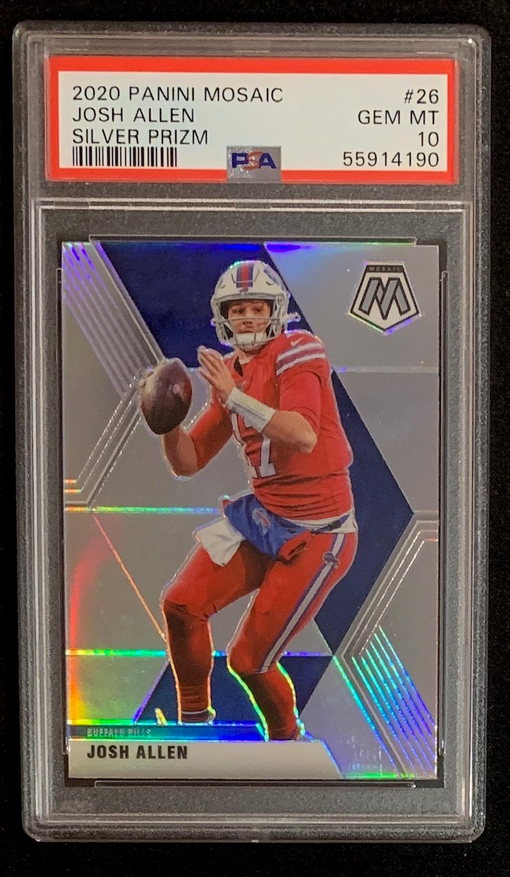 Josh Allen 2020 Panini Mosaic Silver Prizm Football Card #26 Graded PSA 10